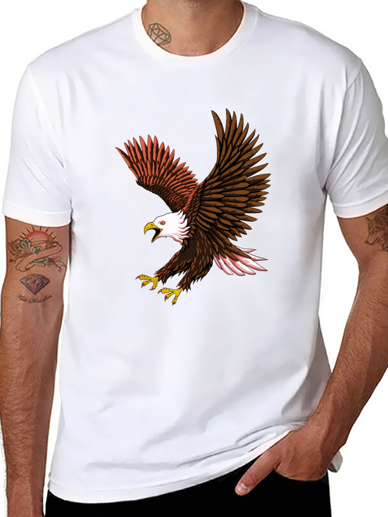 Black Eagle Graphic Print Crew Neck T-Shirt view 8