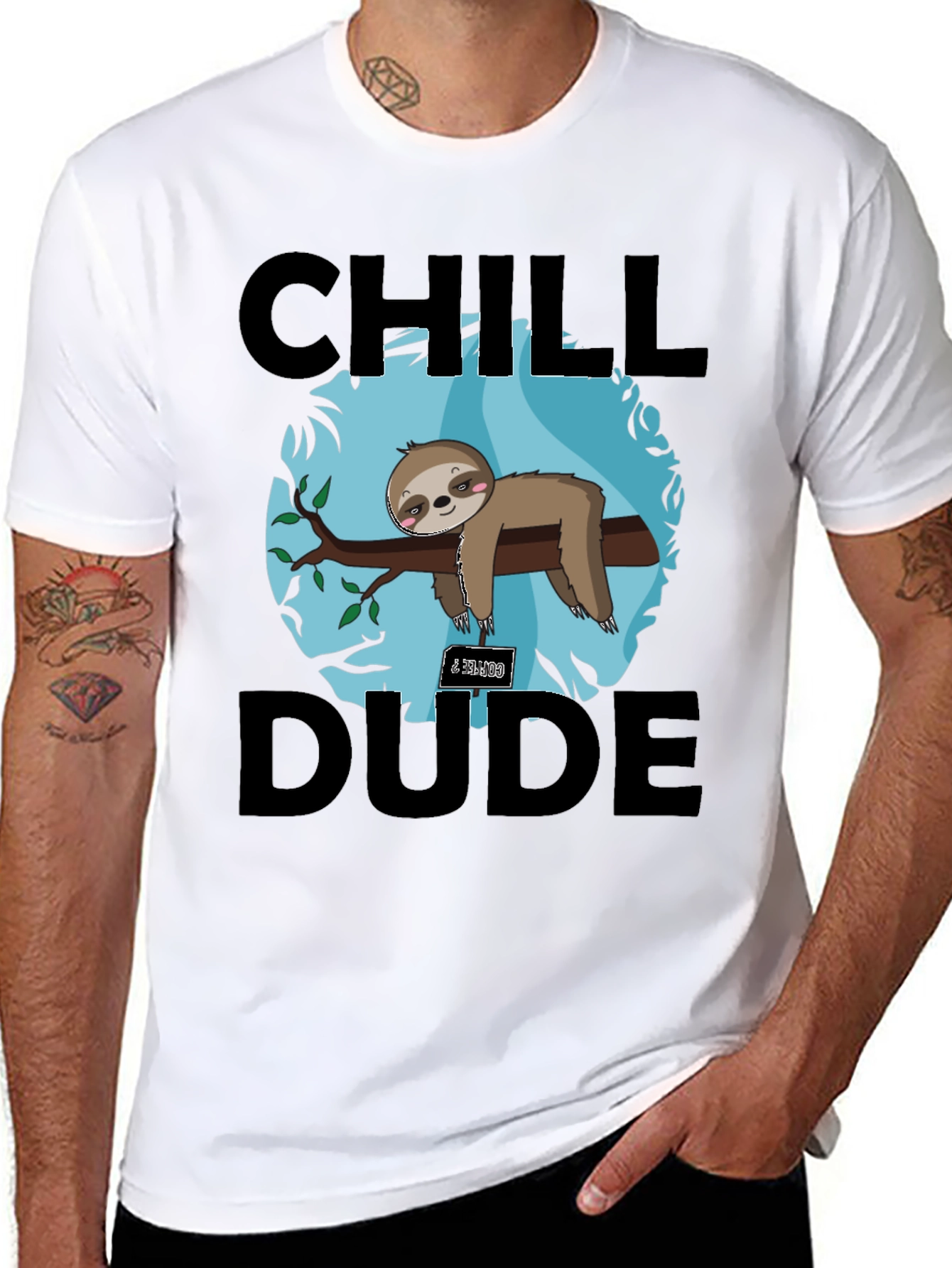 Black Chill Dude Sloth Graphic Tee view 8