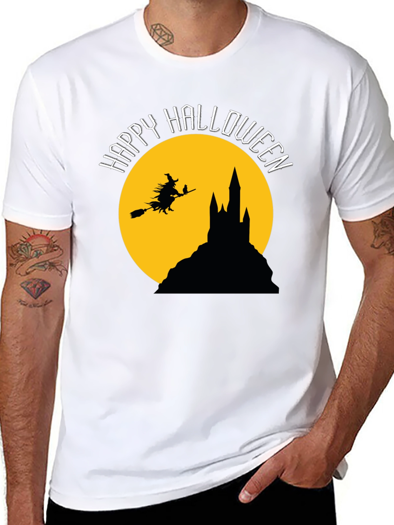 Black Happy Halloween Witch T-Shirt view 8