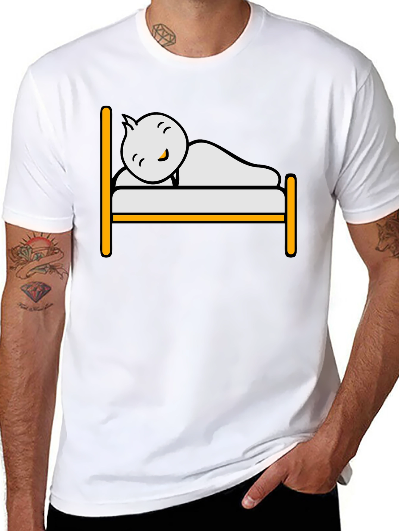 Black Sleepy Character Black T-Shirt view 8