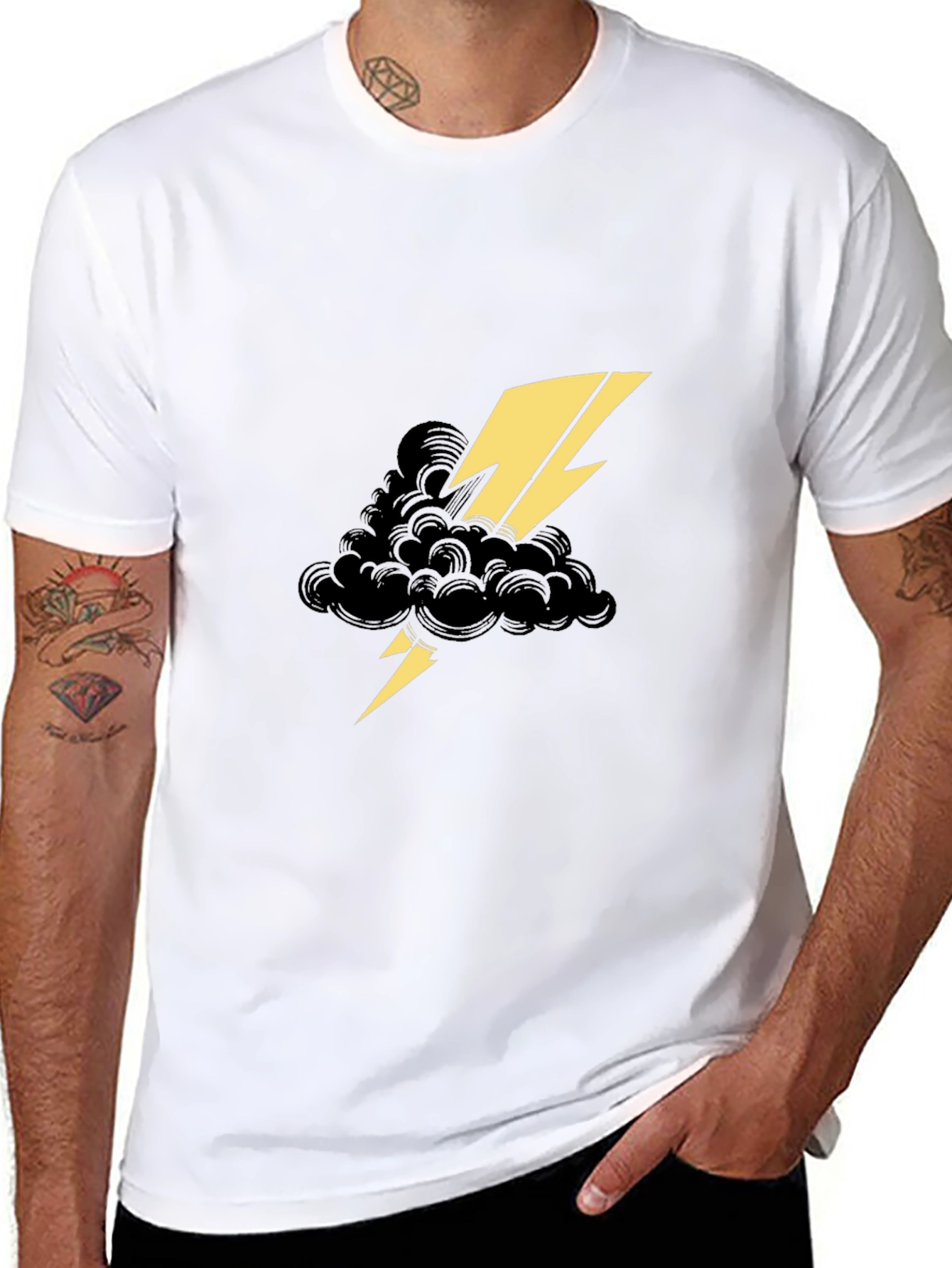 Black Black Tee with Lightning Cloud Graphic view 8
