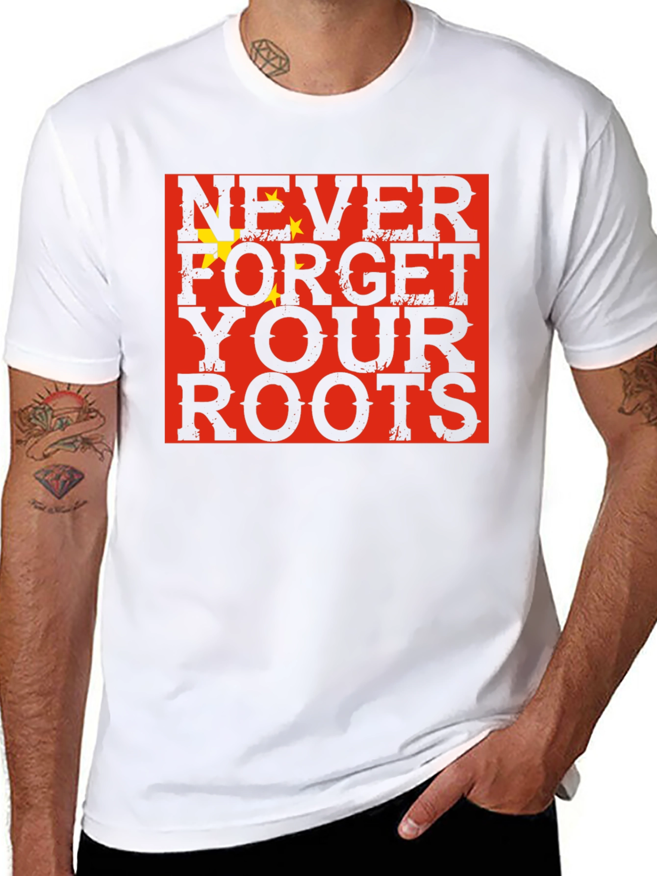 Black Never Forget Your Roots China Flag Graphic T-Shirt view 8