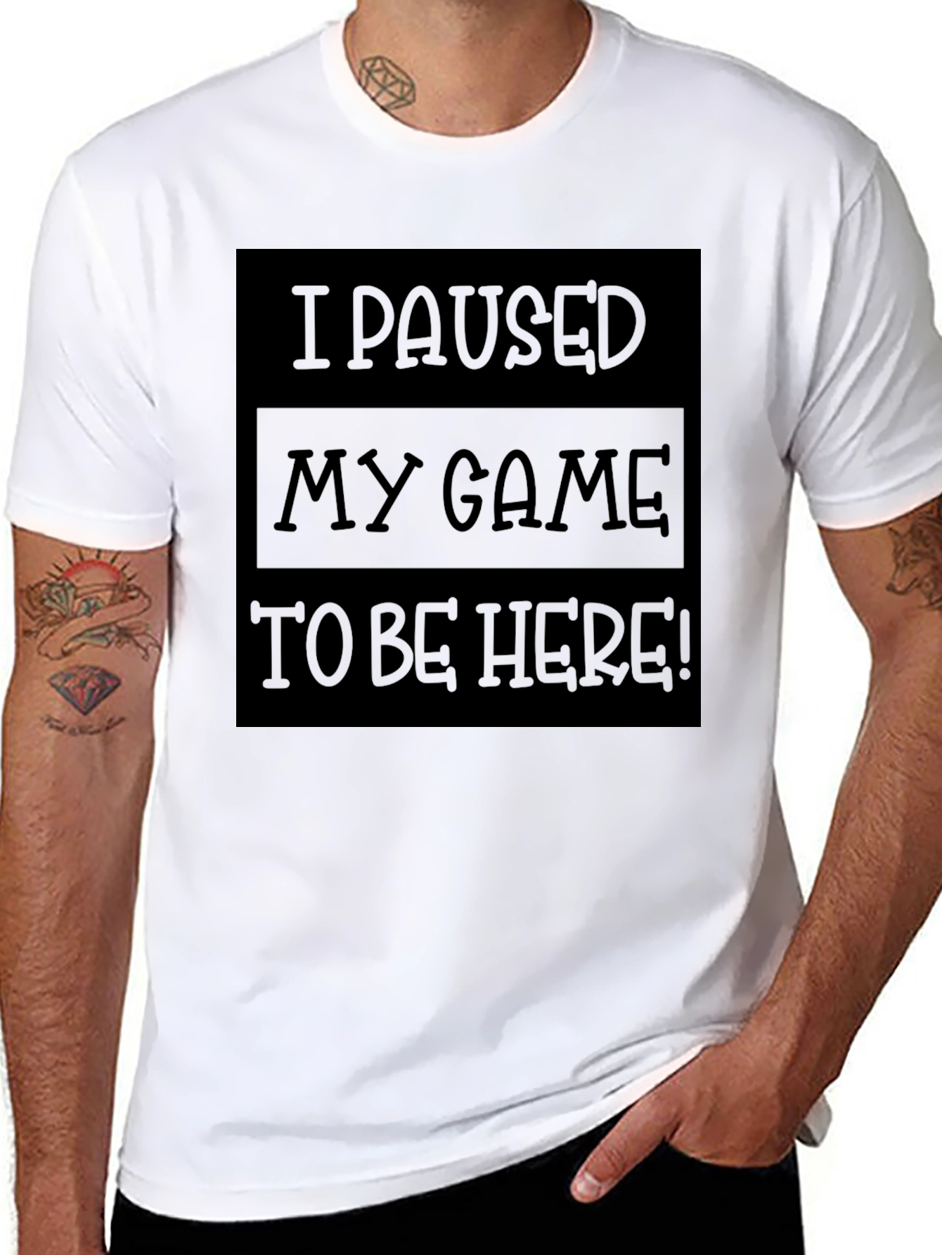 Black Funny Gamer T-Shirt - I Paused My Game to Be Here! view 8