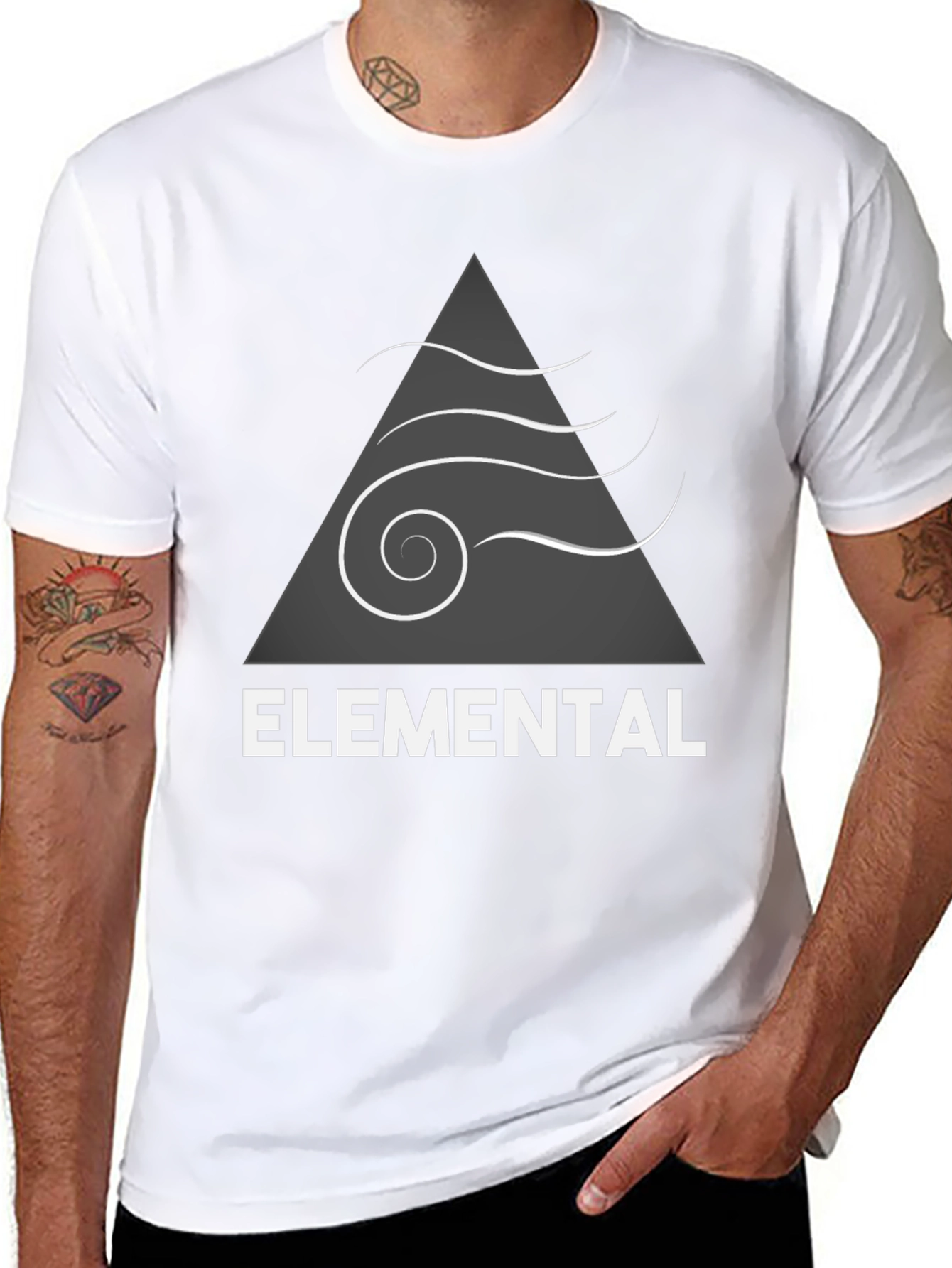Black Elemental Graphic Print T-Shirt view 8