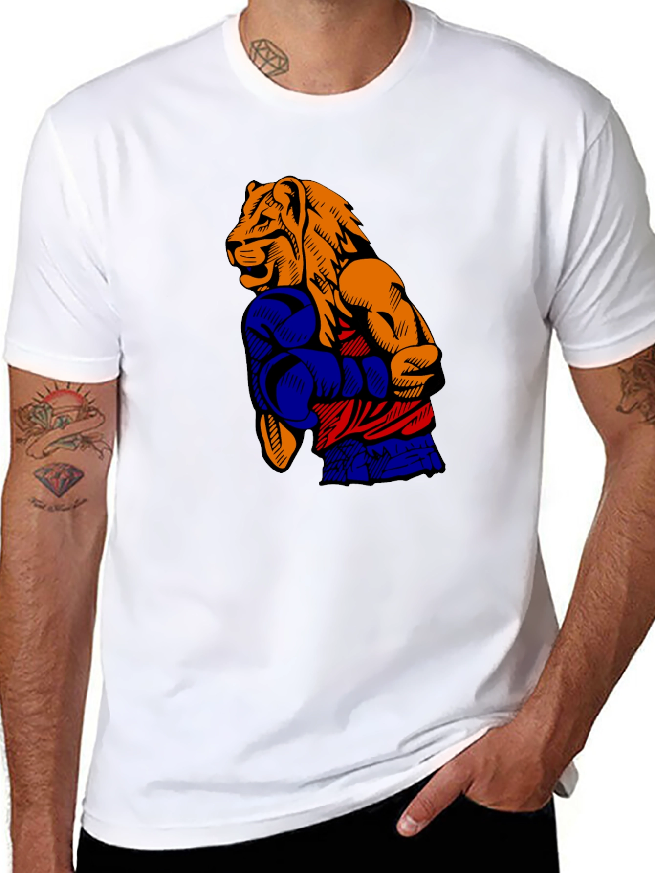 Black Lion Boxer T-Shirt - Black Graphic Tee view 8