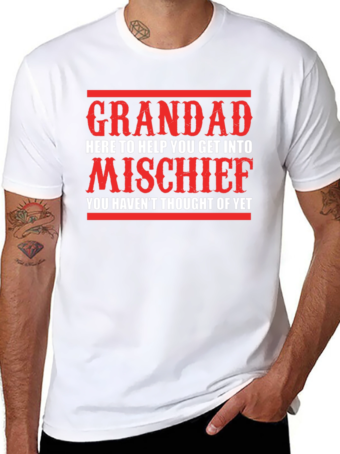 Black Grandad Mischief T-Shirt - Funny Gift for Grandpa view 8