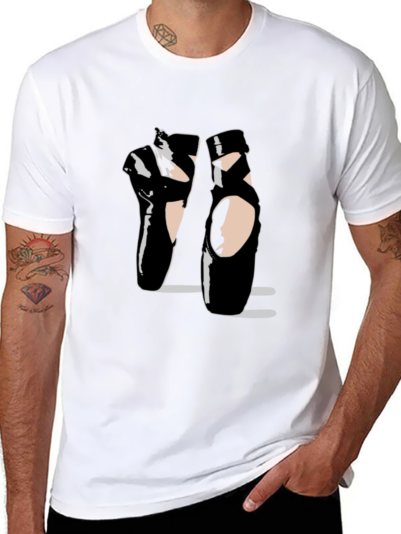 Black Ballet Pointe Shoes Black T-Shirt Dance Design view 8
