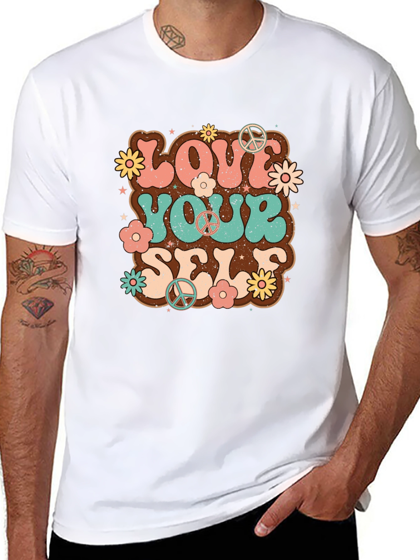 Black Retro Love Yourself Graphic Tee view 8