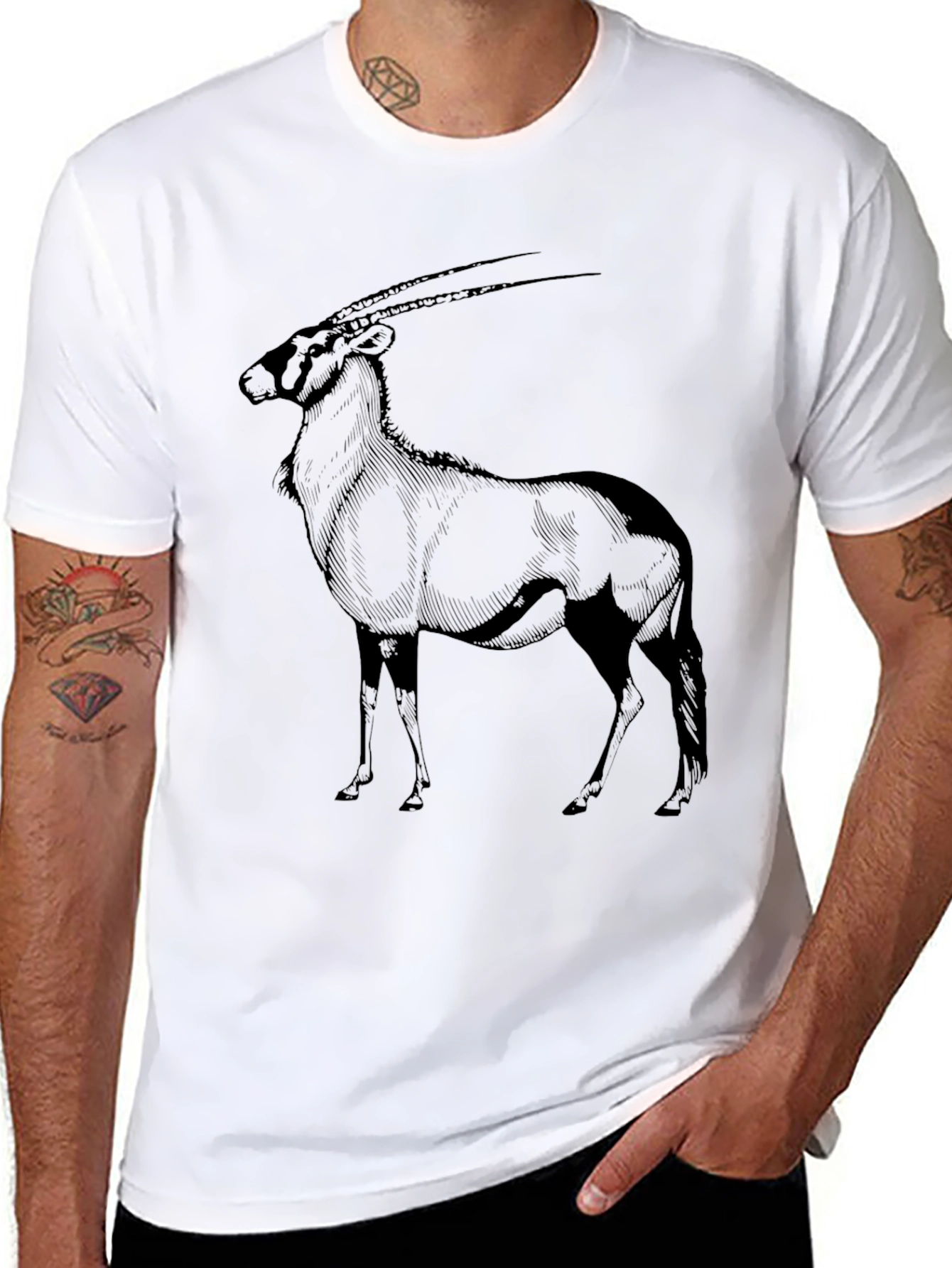 Black Black T-Shirt with Oryx Graphic view 8