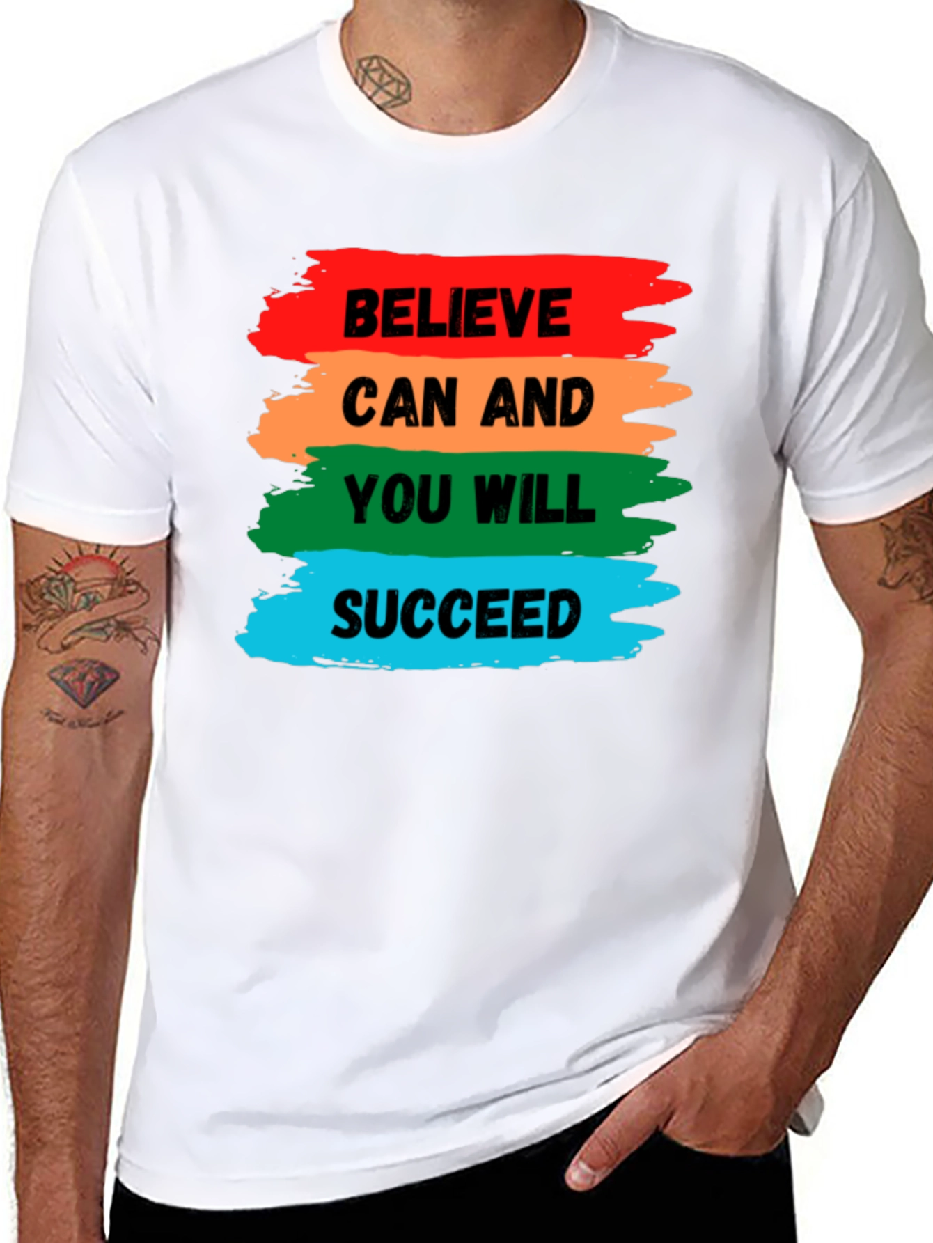 Black Believe Can Succeed Graphic Tee - Motivation Shirt view 8