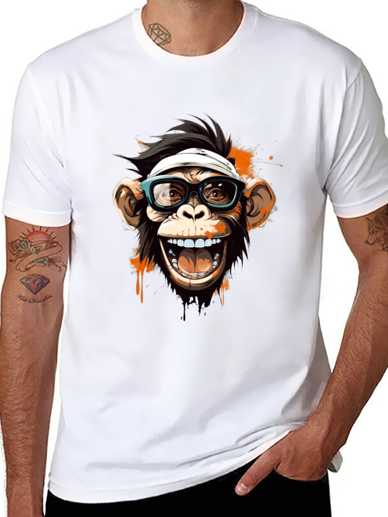 Black Funny Monkey Graphic Tee view 8