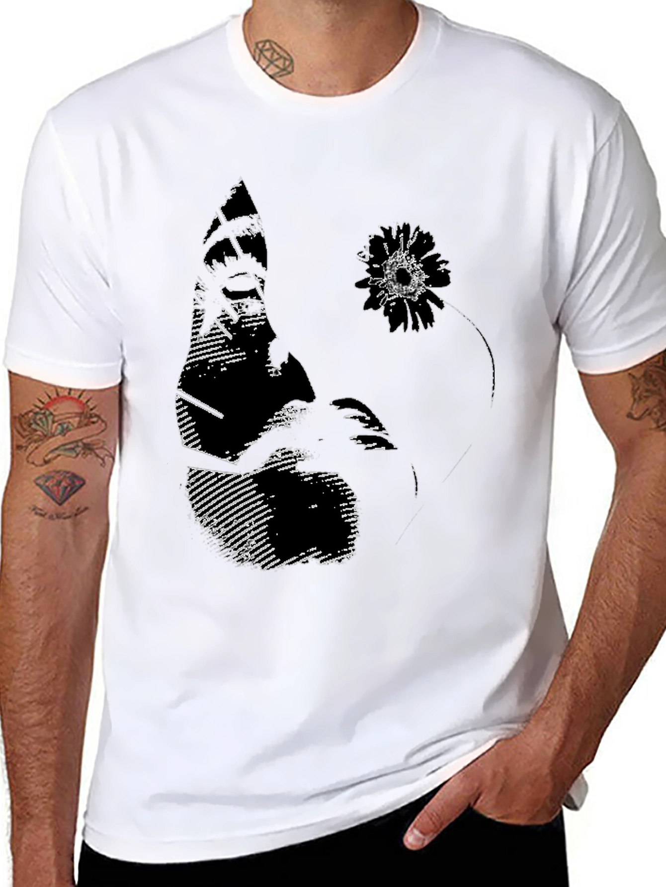 Black Abstract Graphic Print Black T-Shirt view 8