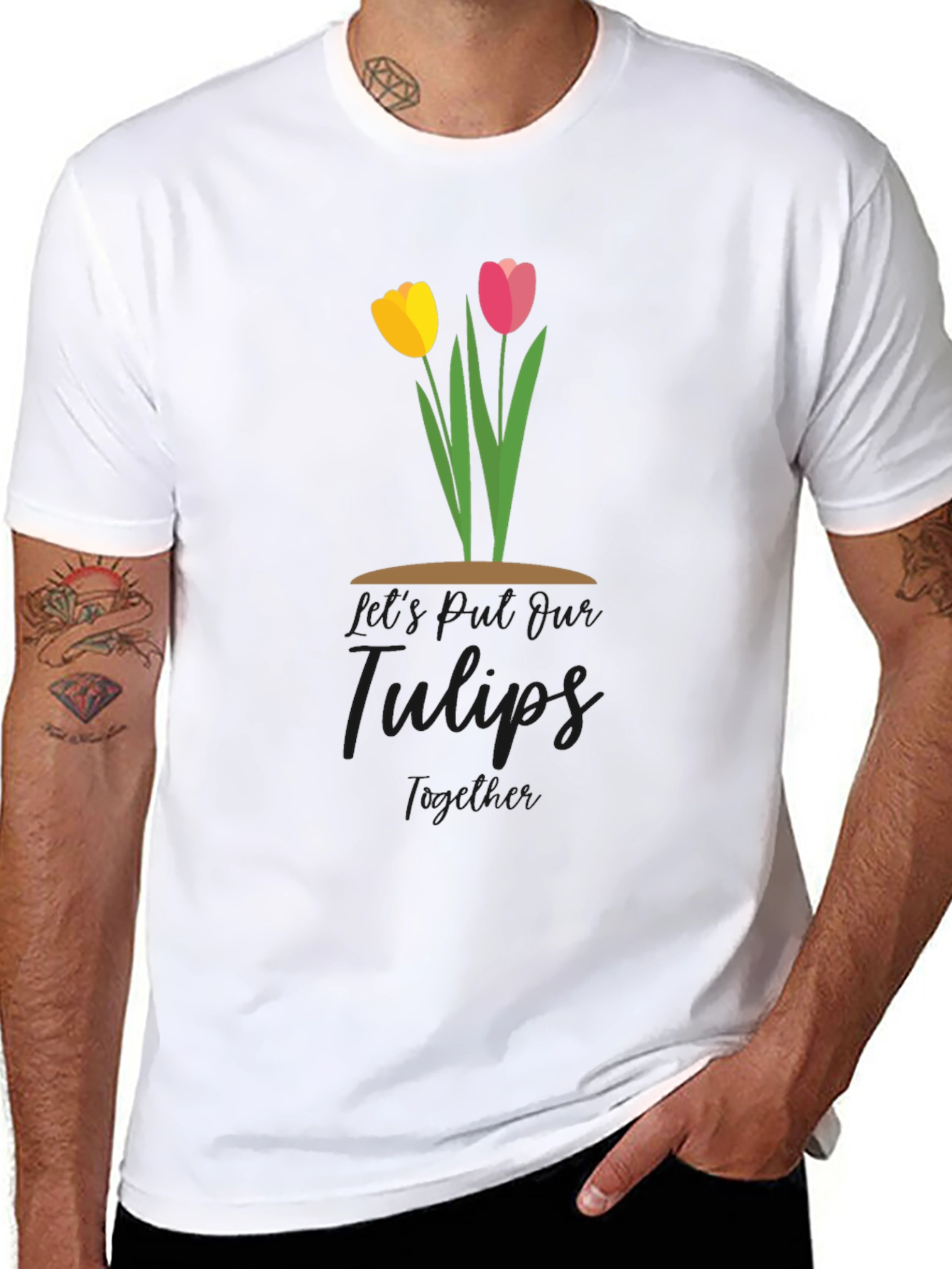 Black Tulips Together Black T-Shirt view 8