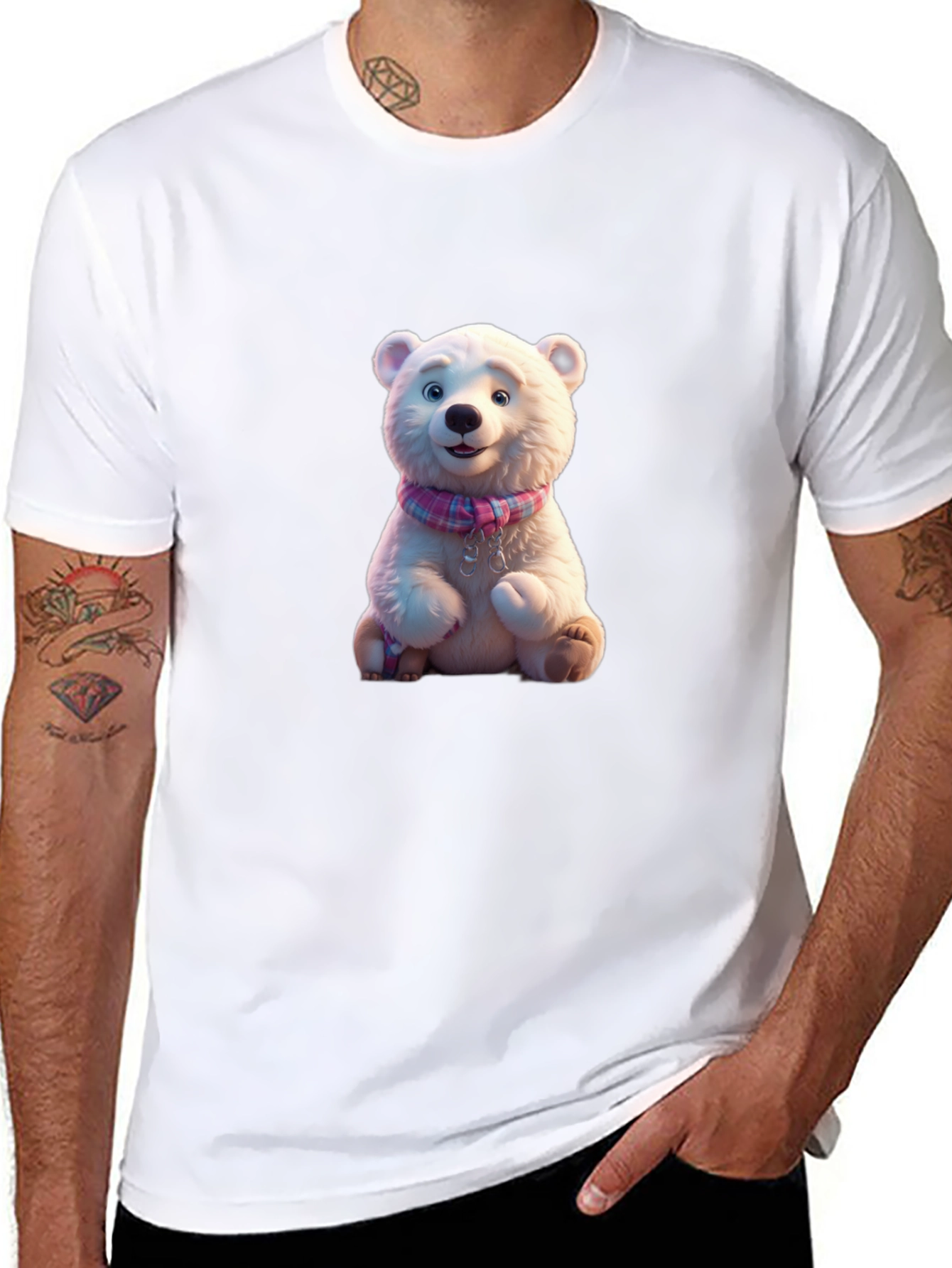 Black Cute Polar Bear T-Shirt view 8