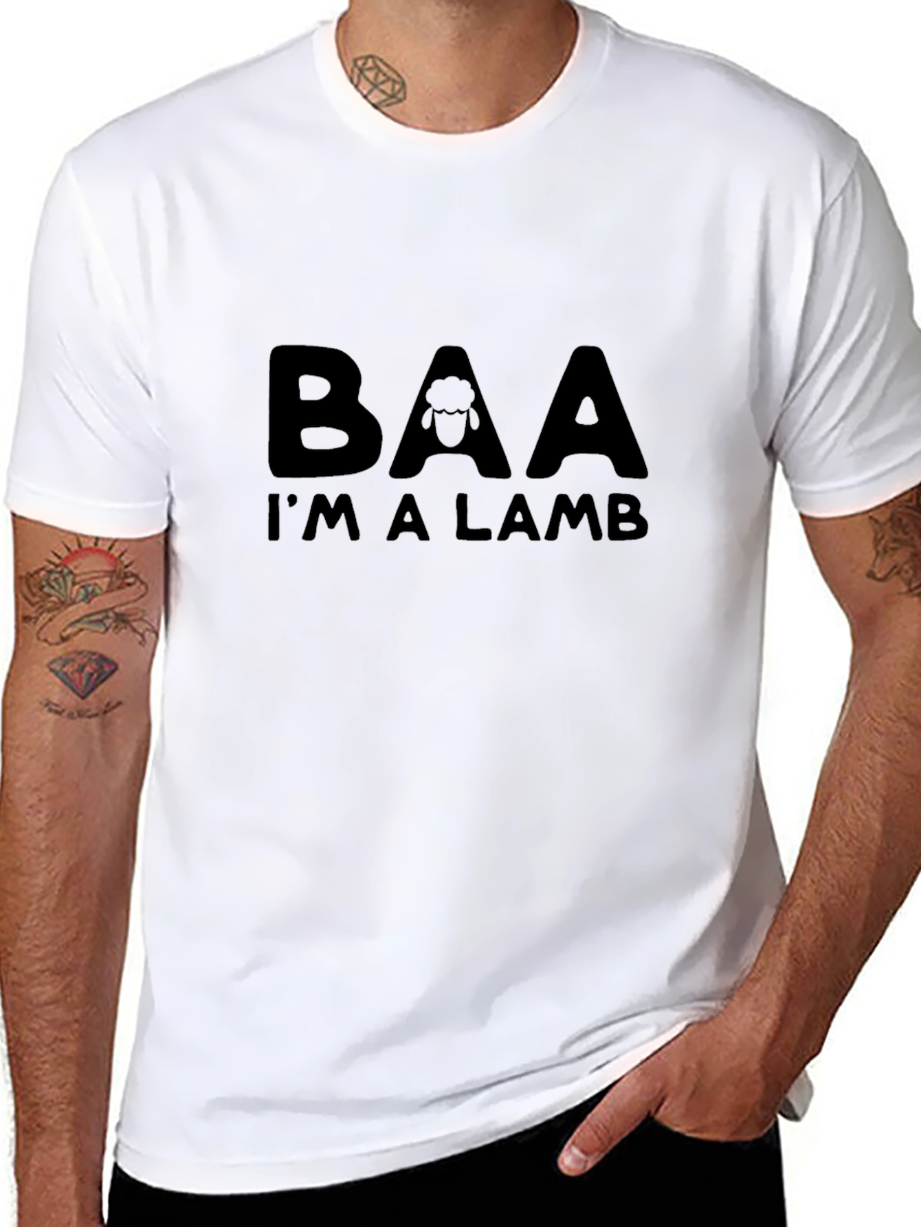 Black Baa I'm a Lamb Black T-Shirt Funny Graphic Tee view 8