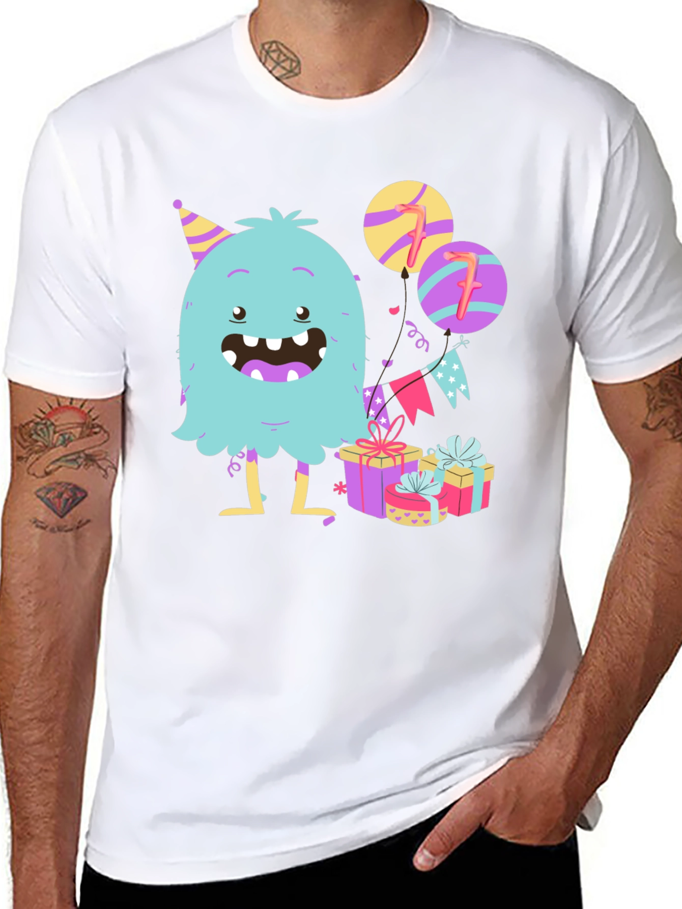 Black Birthday Monster Graphic Tee - 7th Birthday! view 8