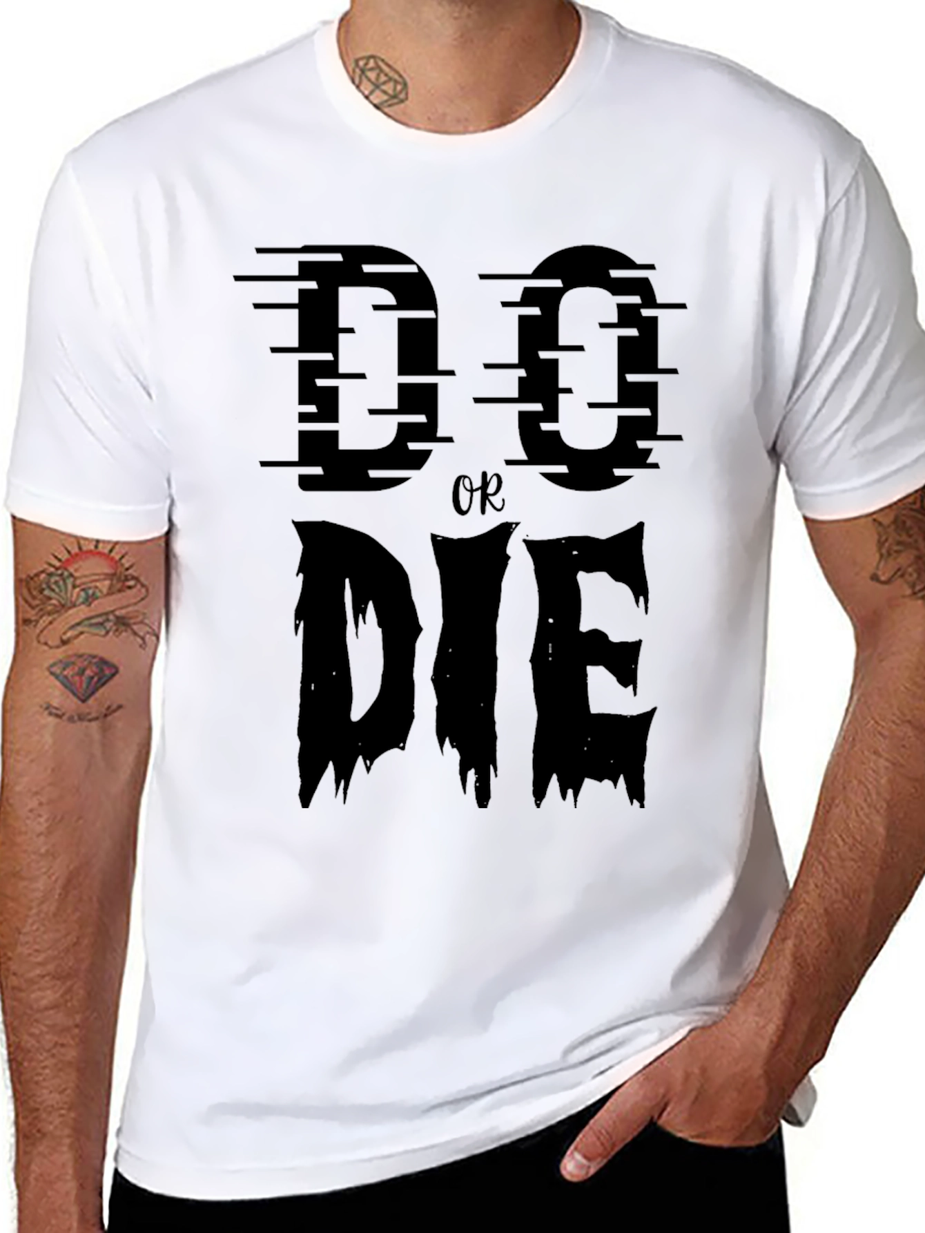 Black Do or Die Graphic Print Crew Neck T-Shirt view 8