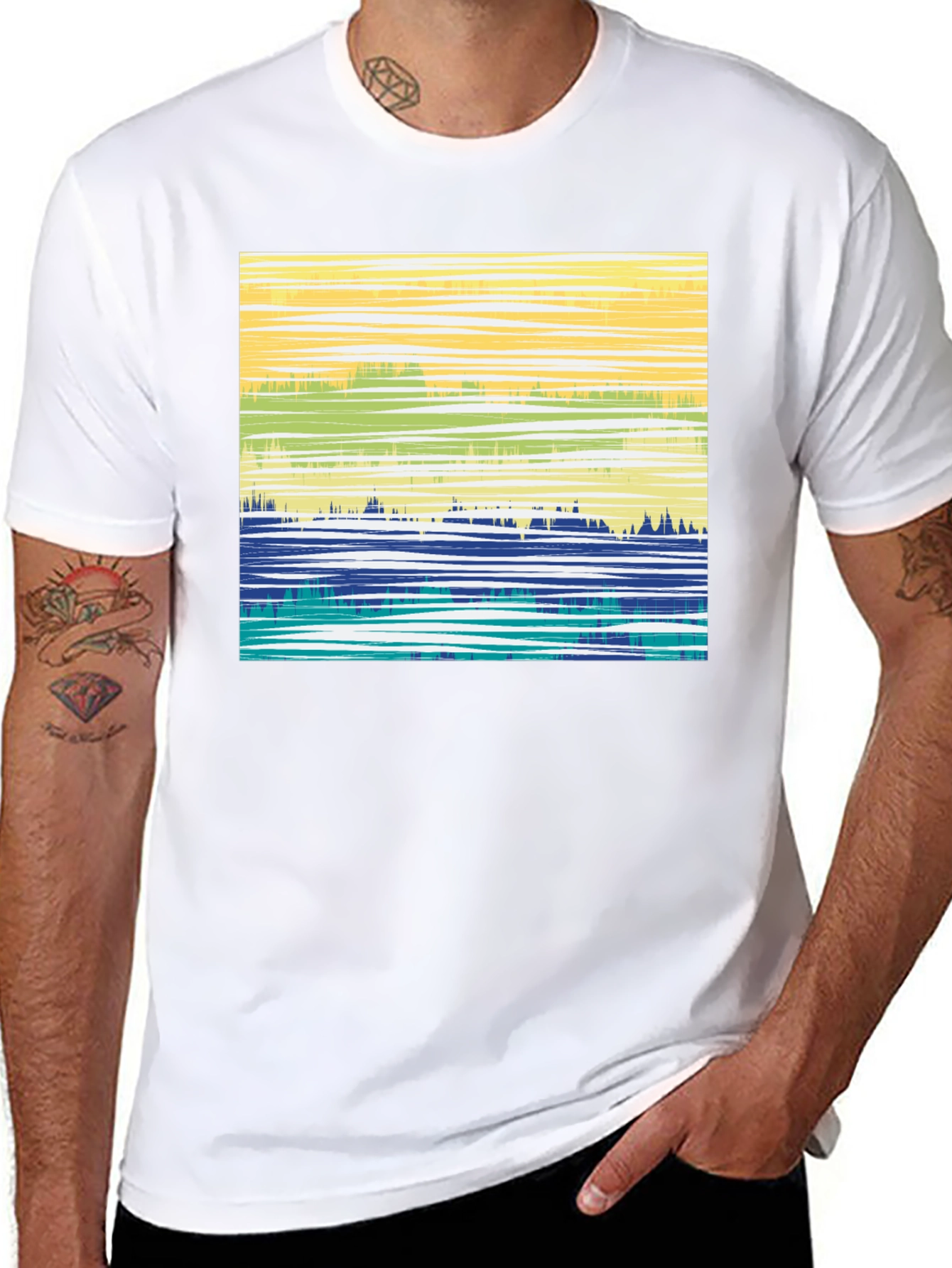 Black Abstract Horizon Graphic T-Shirt - Black view 8