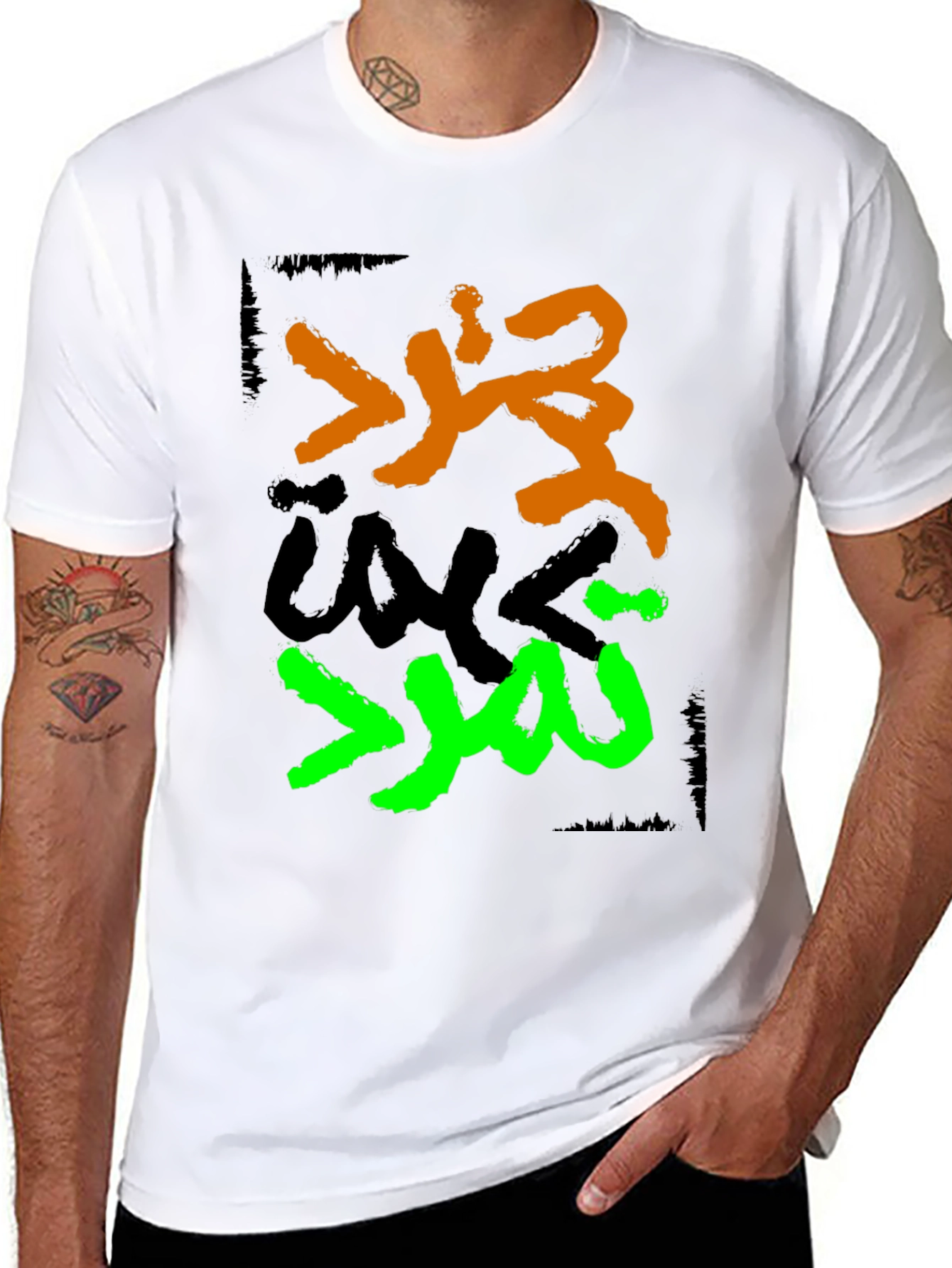 Black Graphic Tee - Arabic Design, Black view 8