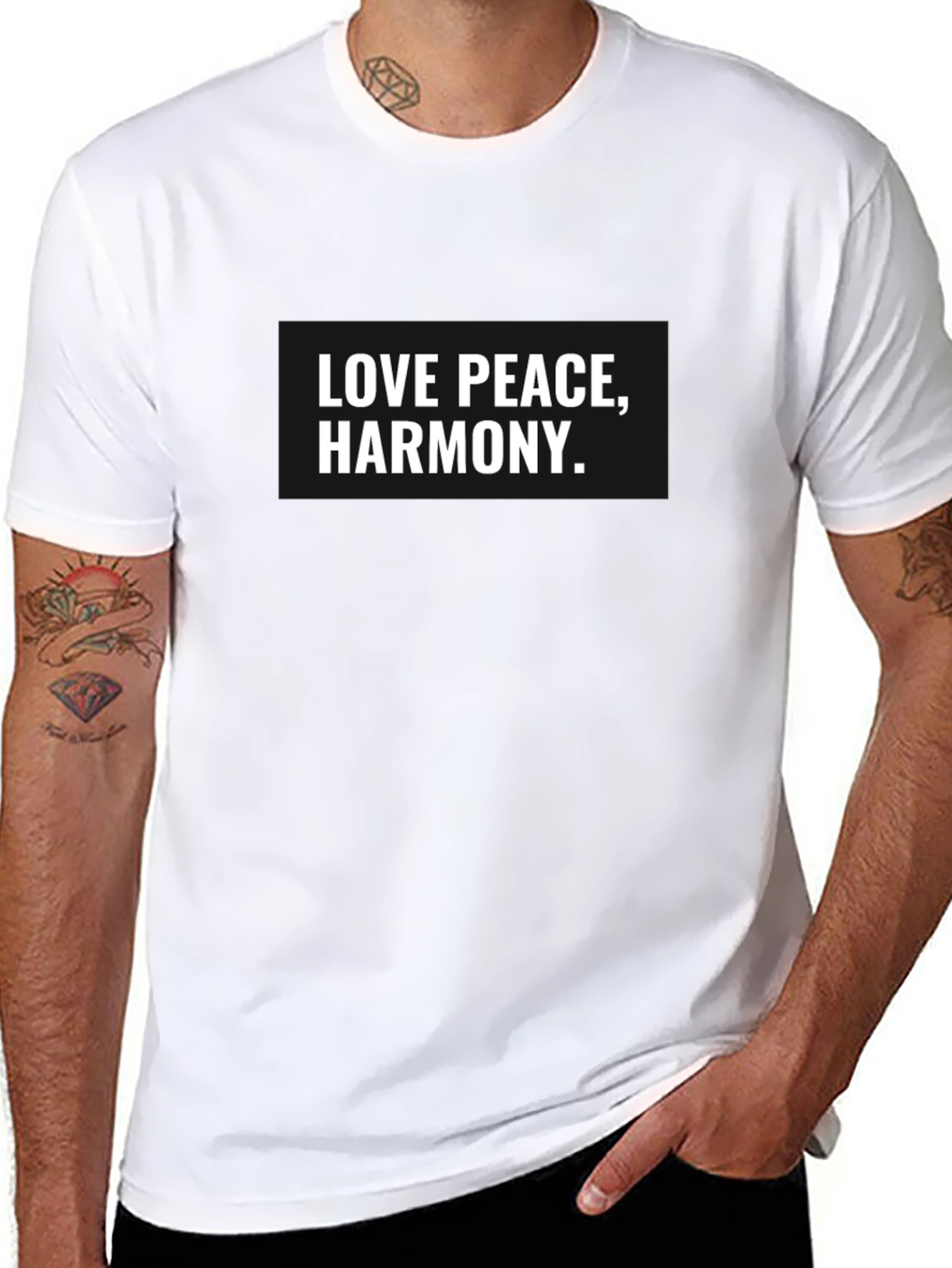 Black Love Peace Harmony Graphic T-Shirt view 8
