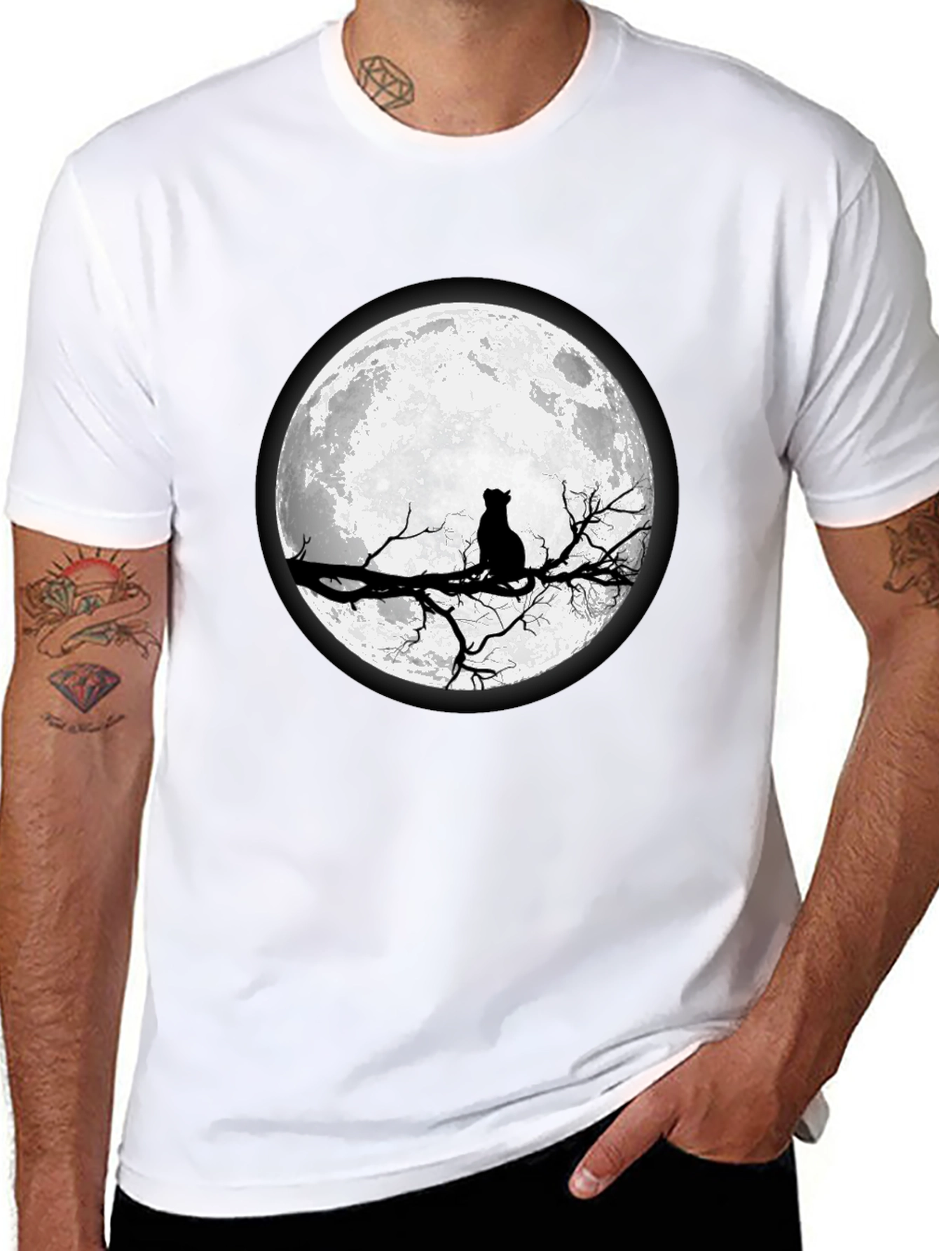Black Black Cat Moon T-Shirt view 8