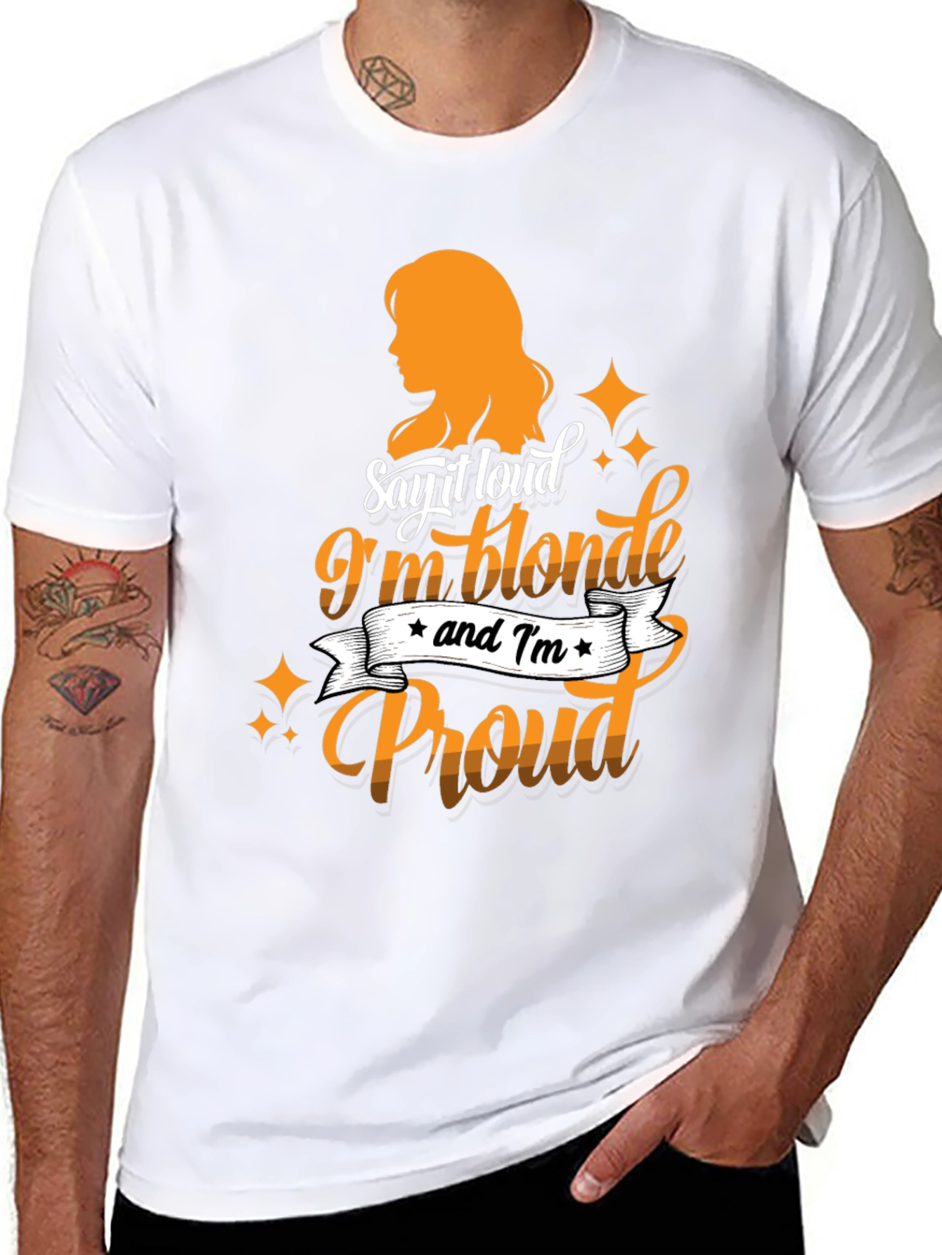 Black Blonde & Proud Graphic Tee - Black Cotton T-Shirt view 8