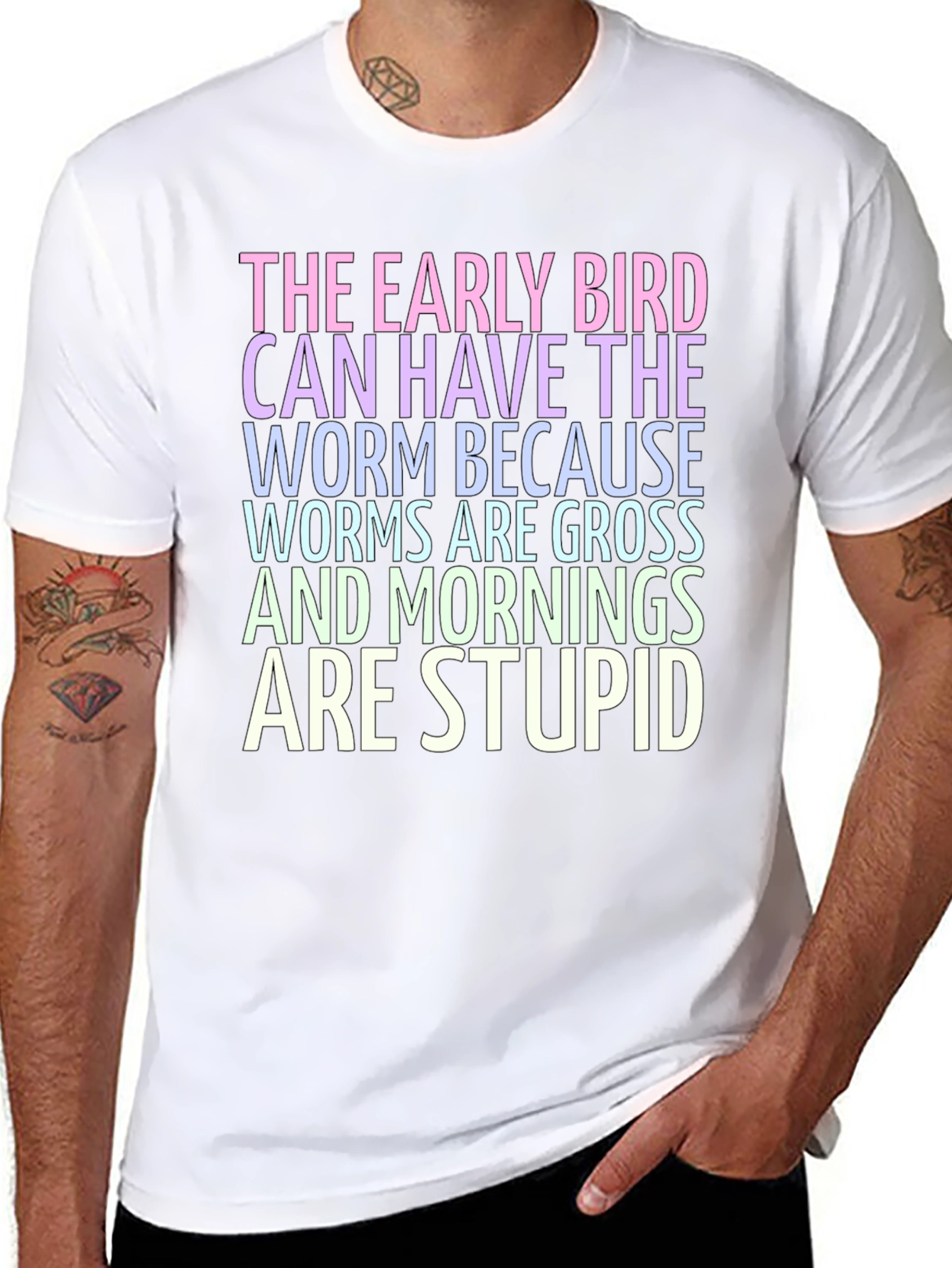 Black The Early Bird T-Shirt - Worms are Gross! view 8