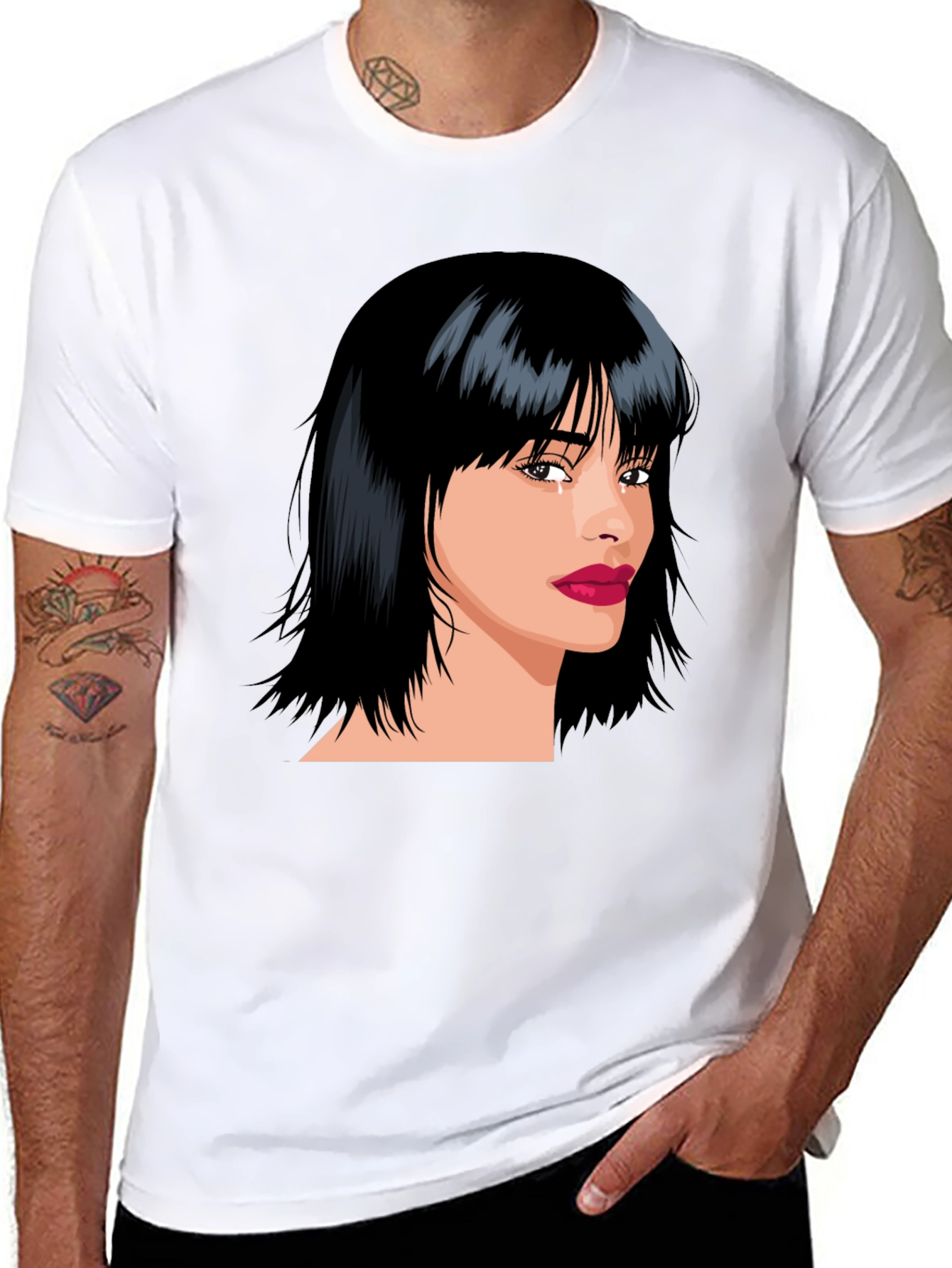Black Stylish Woman Portrait Graphic Black T-Shirt view 8