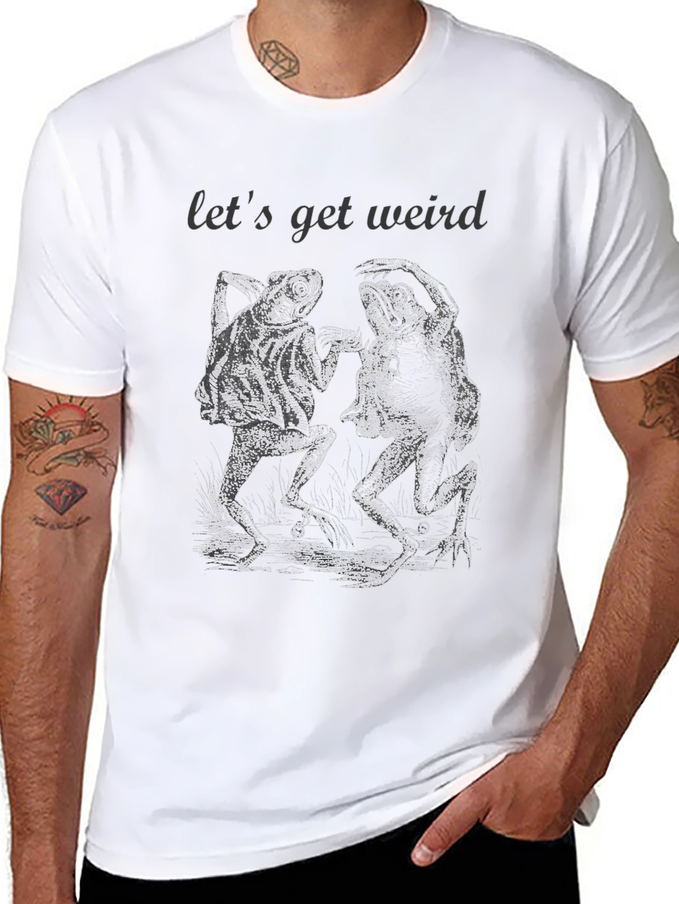 Black Let's Get Weird Frogs Graphic Tee view 8