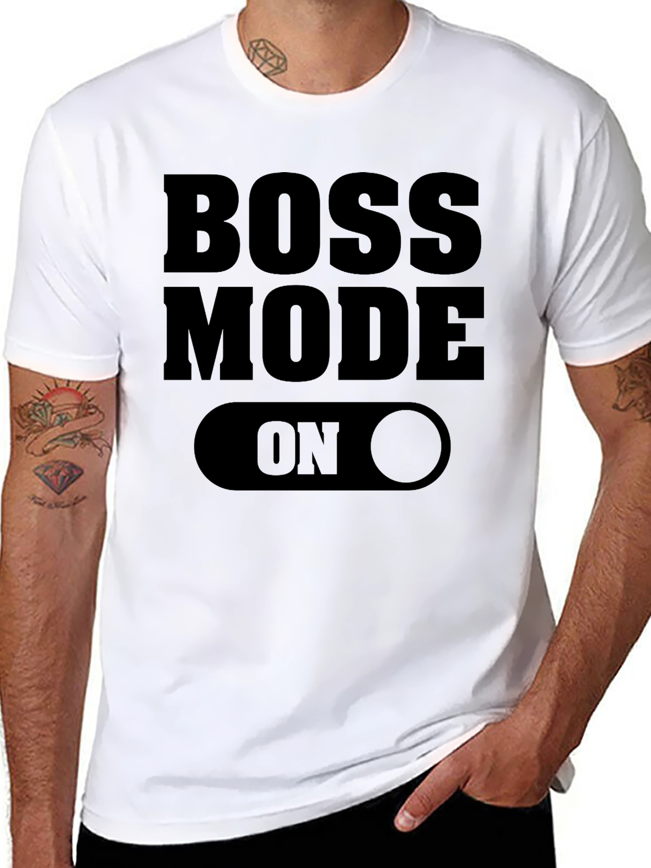 Black Boss Mode ON - Graphic Print Men's T-Shirt view 8