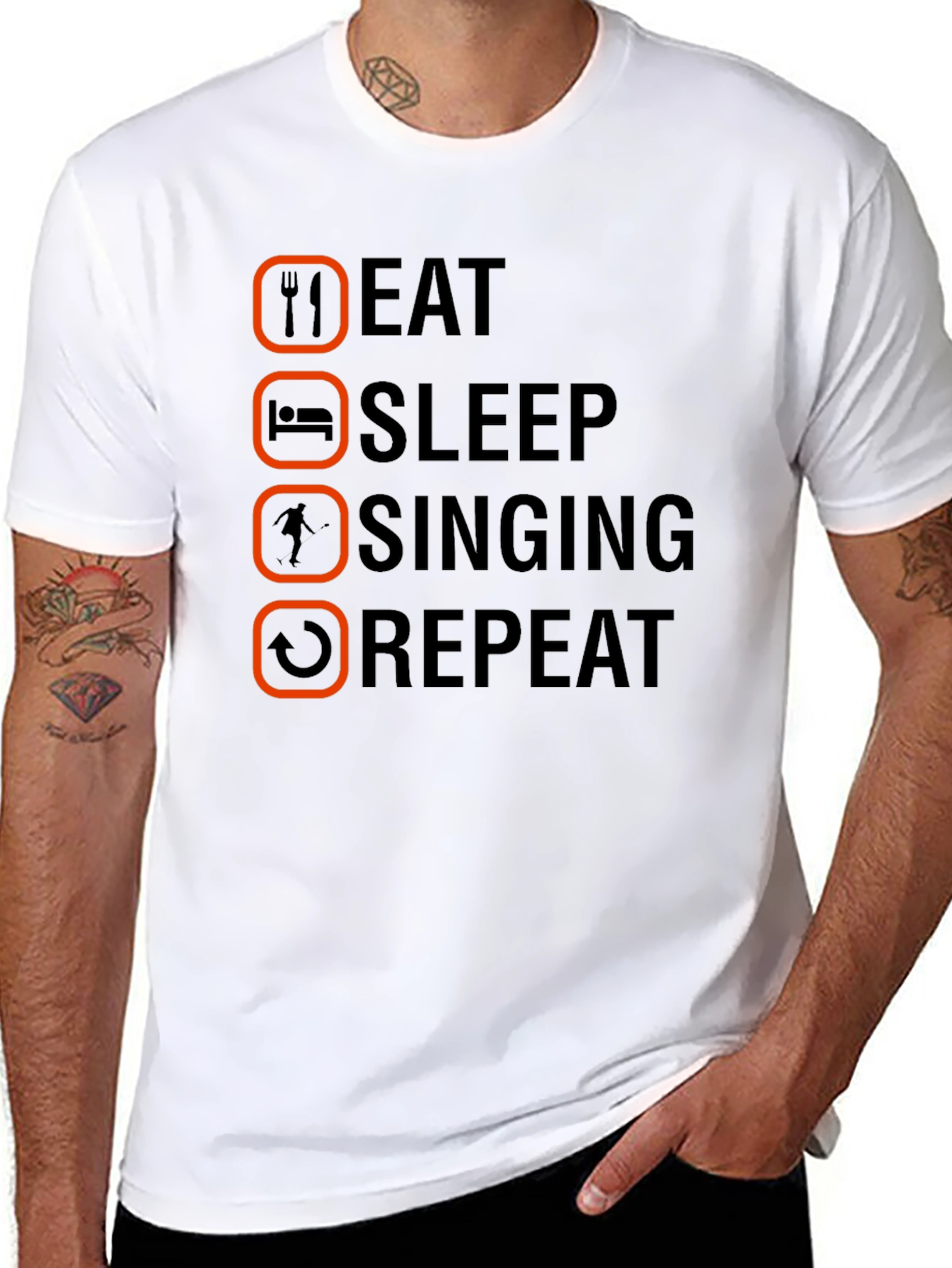Black Eat Sleep Singing Repeat T-Shirt - Singer's Life Tee view 8