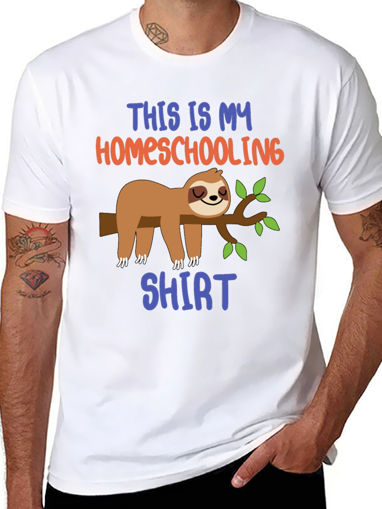 Black Homeschooling Sloth T-Shirt, Funny Tee view 8
