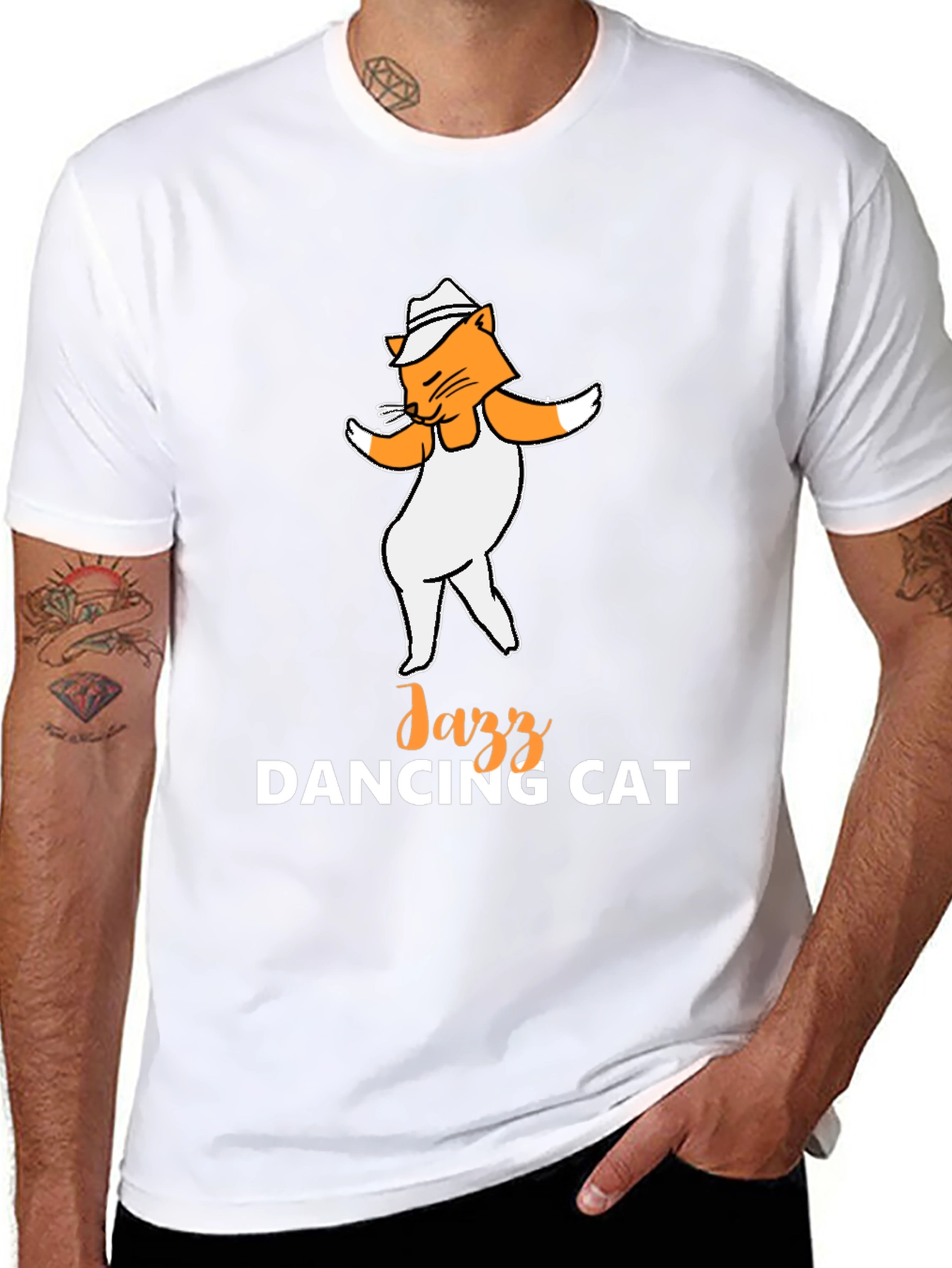 Black Jazz Dancing Cat T-Shirt - Cool Graphic Tee view 8