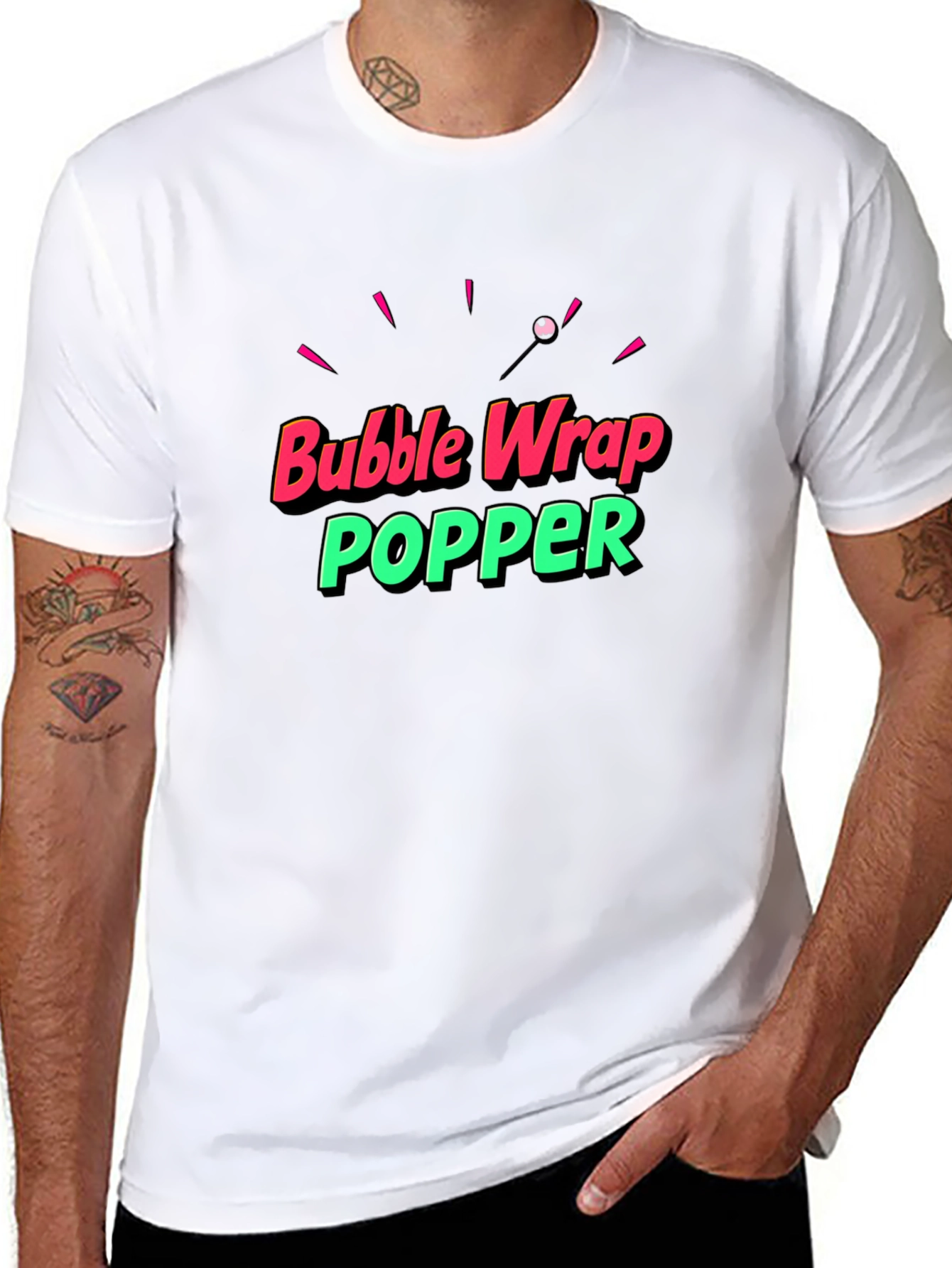 Black Bubble Wrap Popper Graphic T-Shirt view 8
