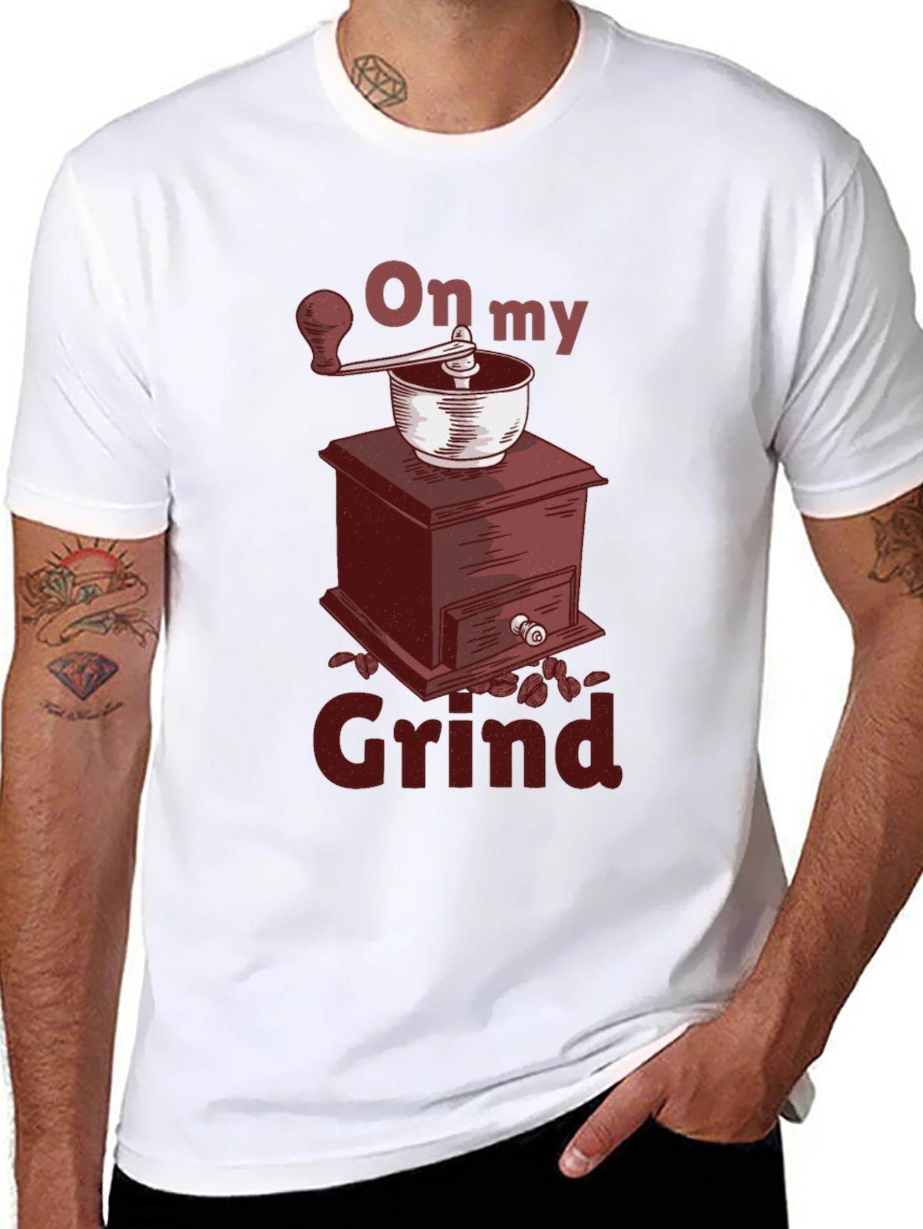 Black On My Grind Coffee Lover Graphic Tee - Unique Gift view 8