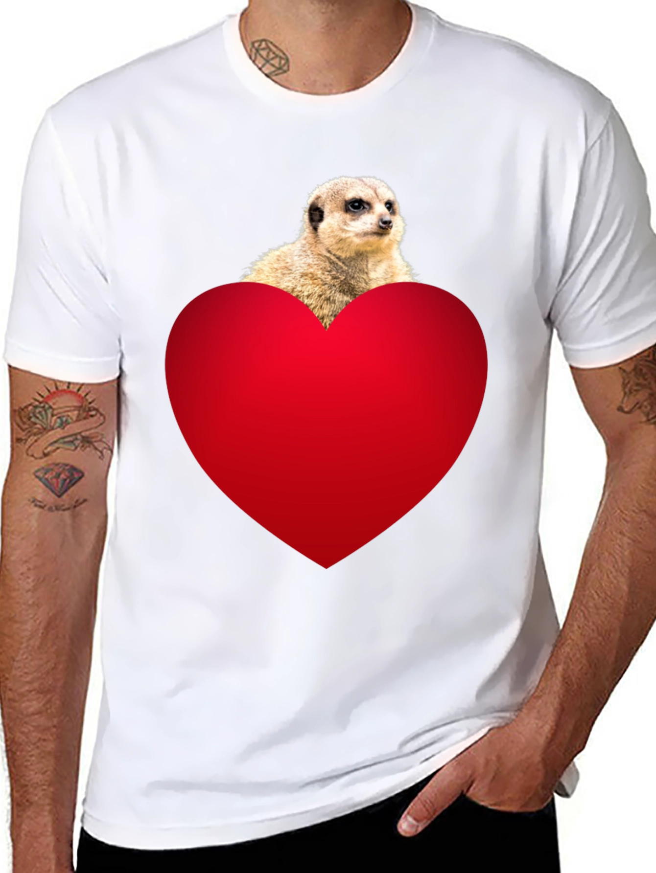 Black Meerkat Heart T-Shirt - Cute Animal Tee view 8