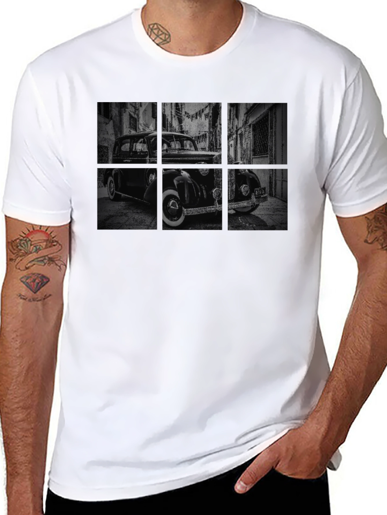 Black Vintage Car Black T-Shirt view 8