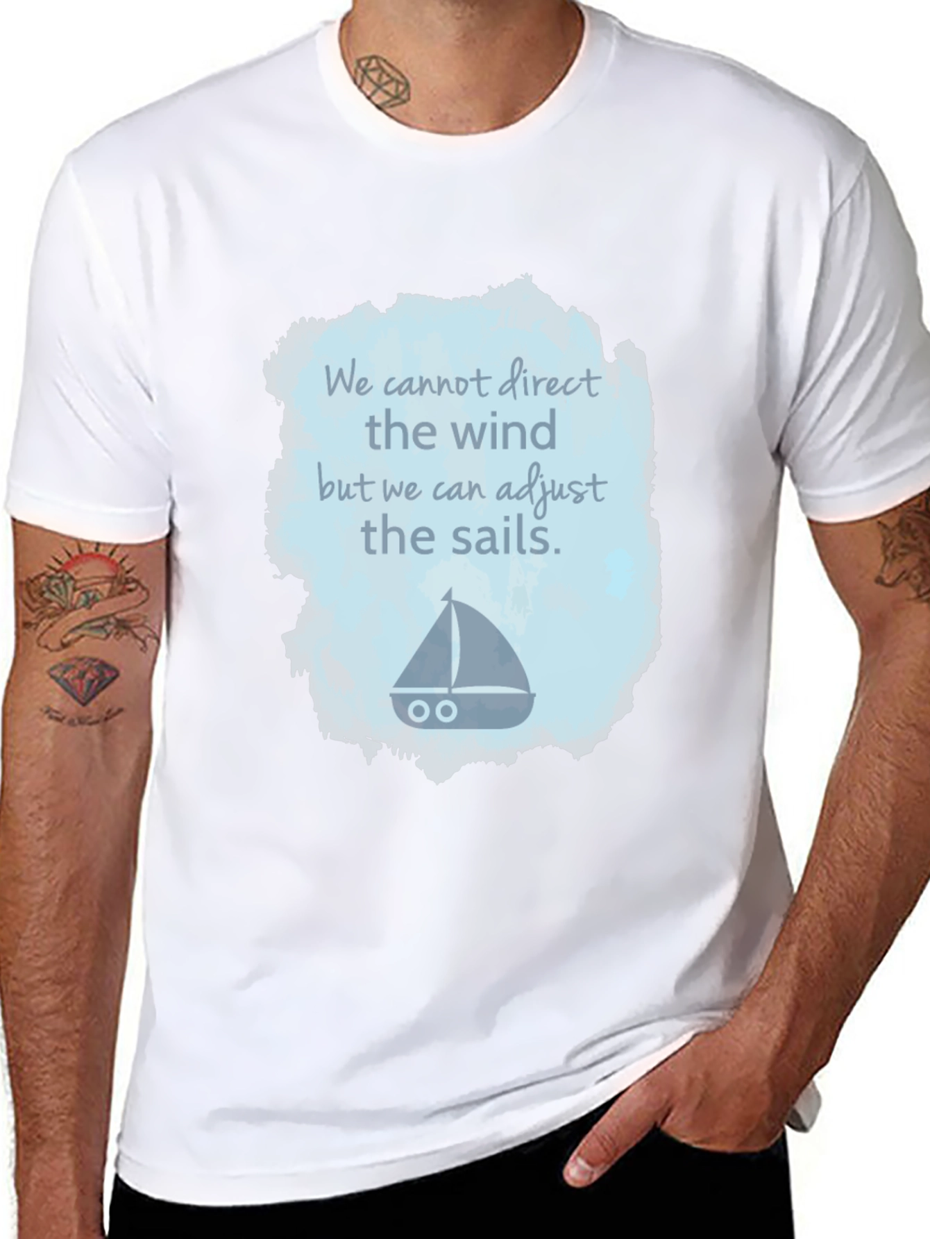 Black Inspirational Sailing T-Shirt - Adjust the Sails view 8