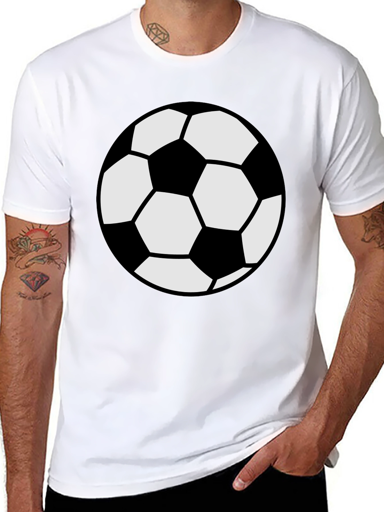 Black Soccer Ball Graphic Tee - Black Cotton Comfort view 8