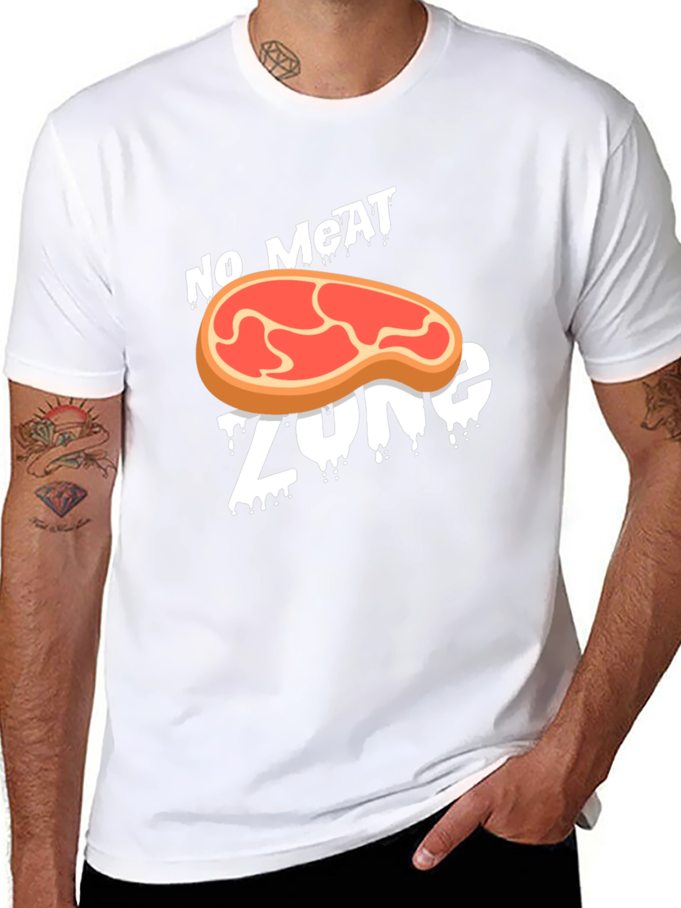 Black No Meat Zone Graphic T-Shirt - Vegan Style view 8