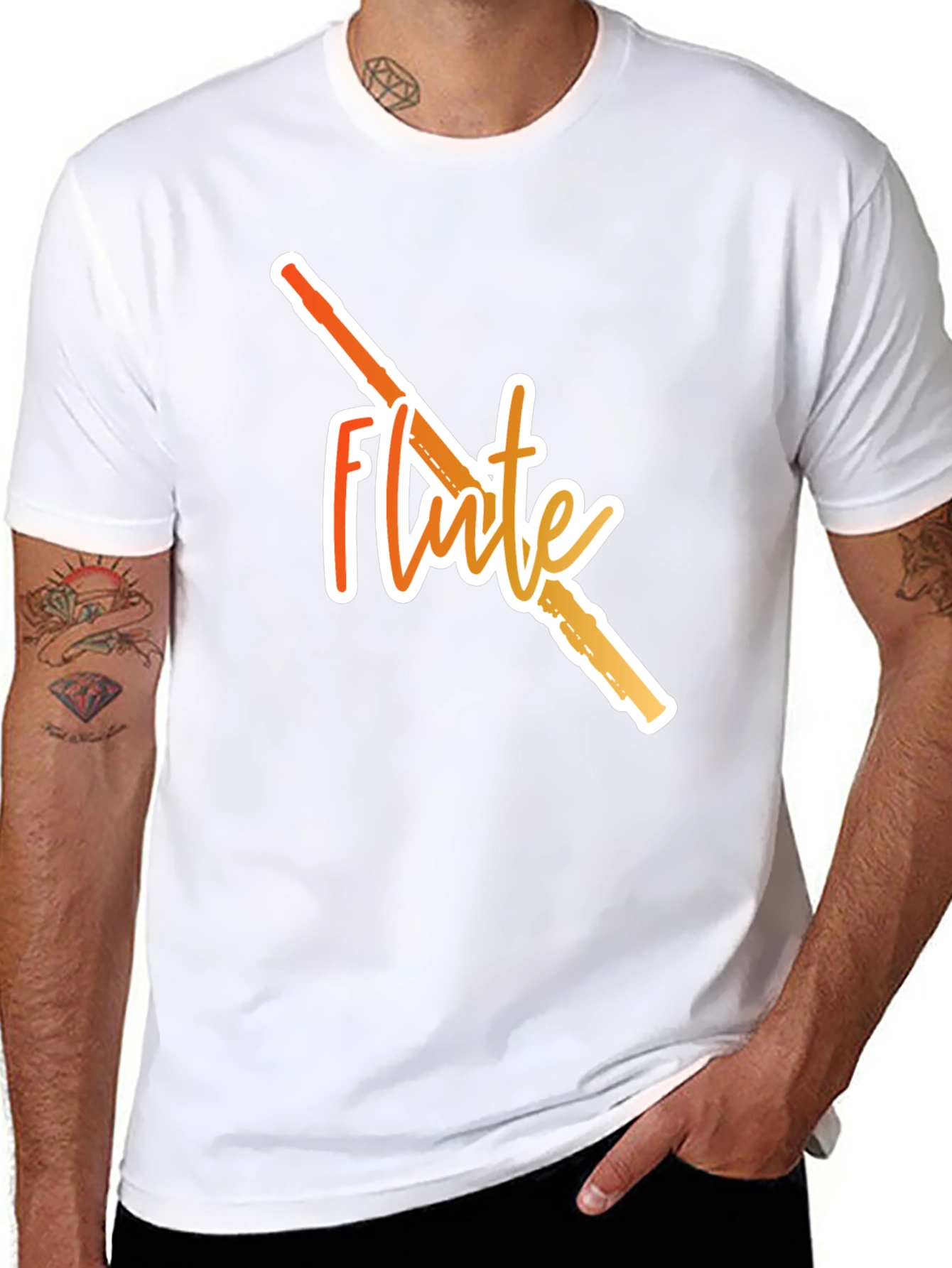 Flute Graphic Black T-Shirt - 8