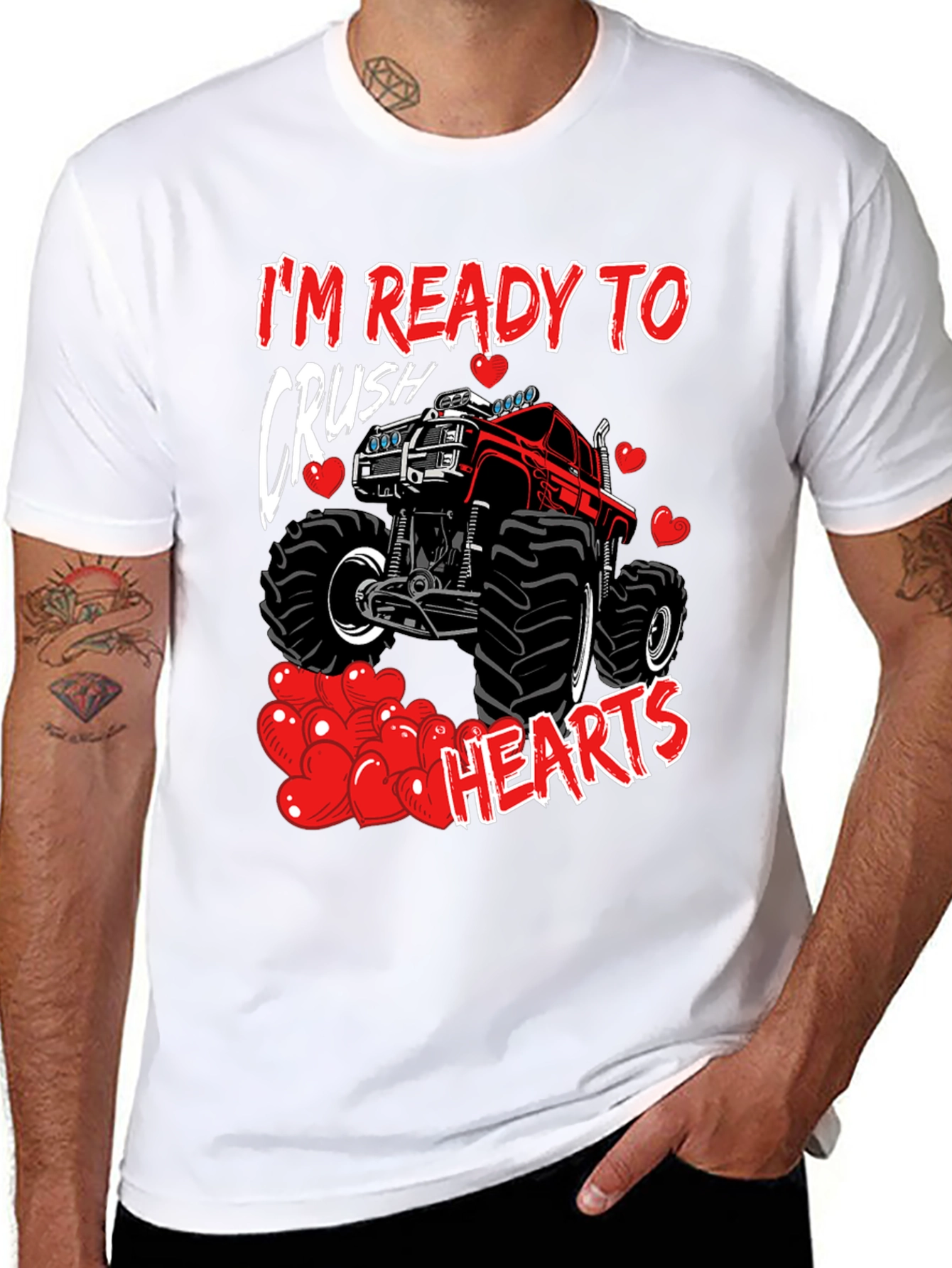 Black Crush Hearts Monster Truck Graphic Tee view 8