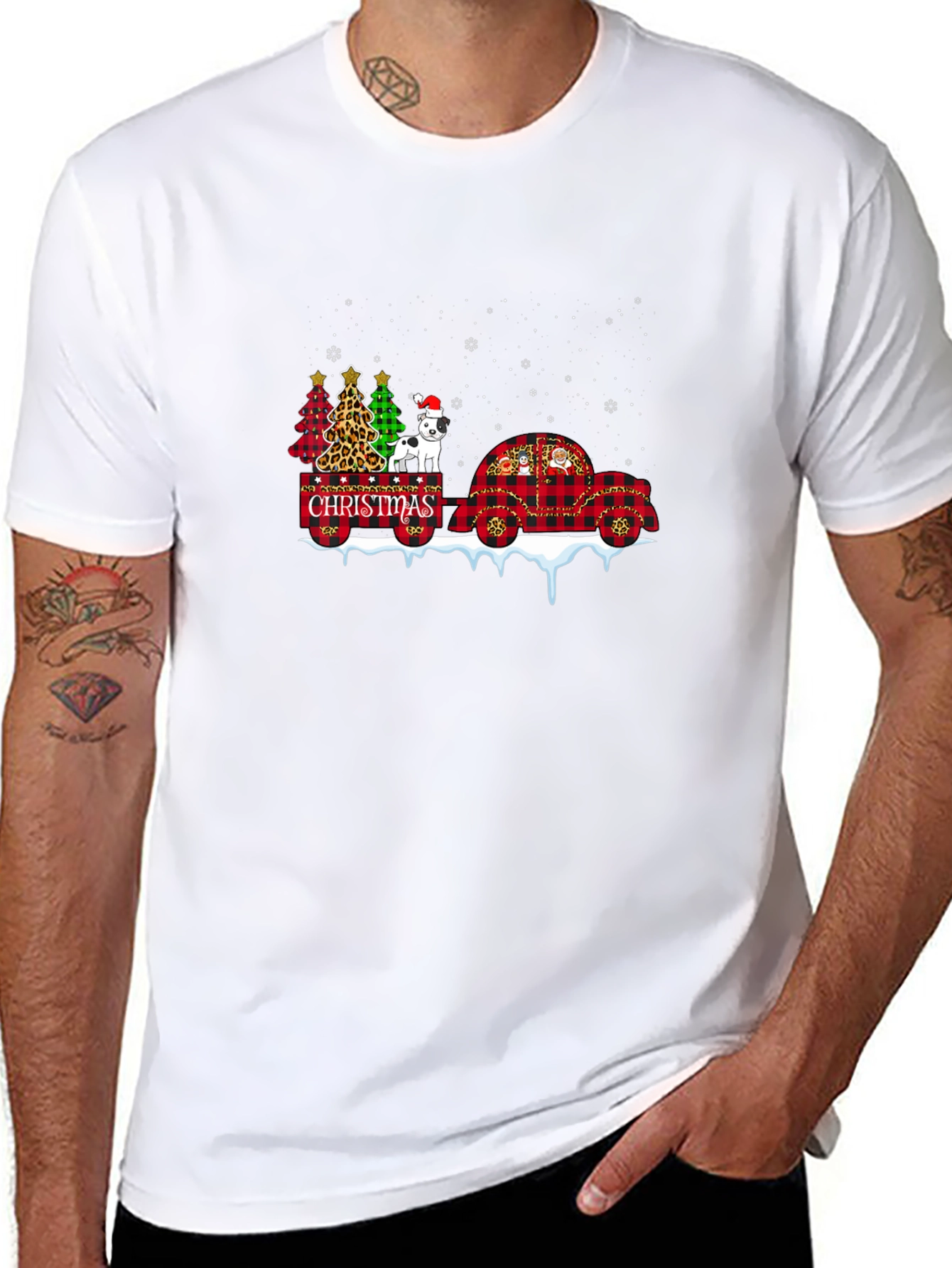 Black Festive Christmas Dog Graphic Tee view 8