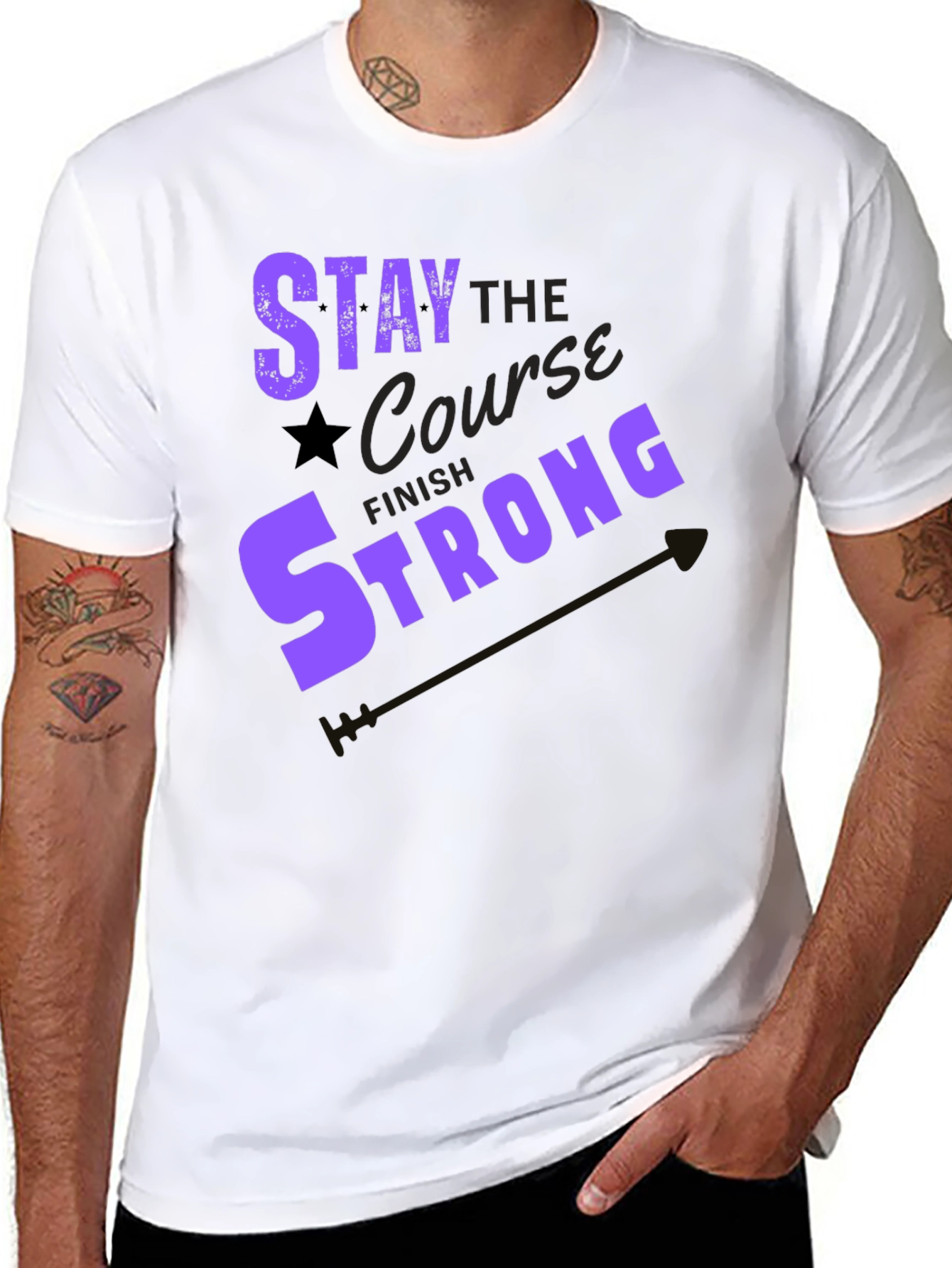 Black Stay the Course Graphic Tee - Motivation T-Shirt view 8