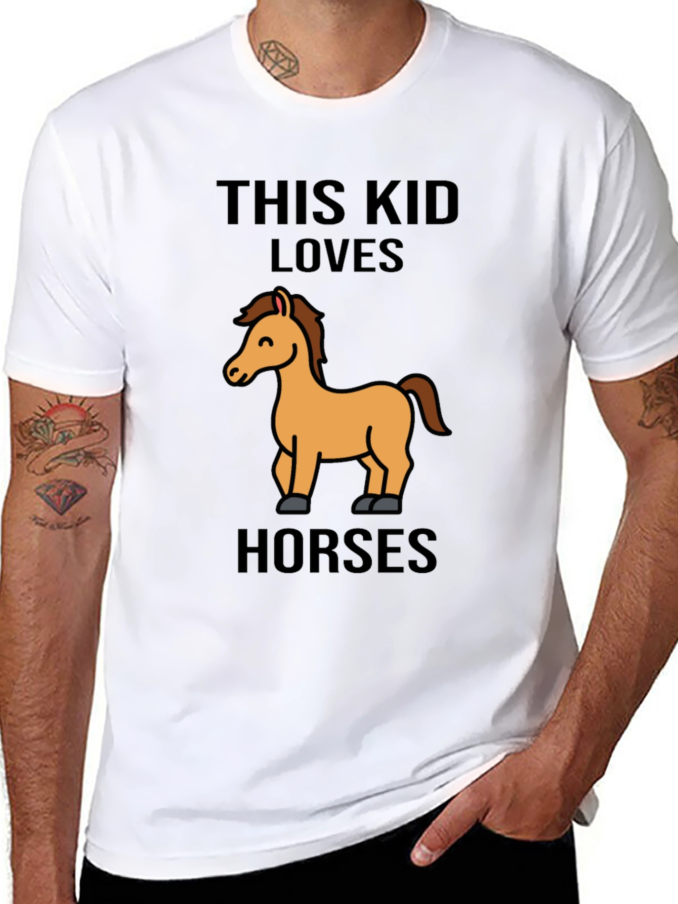 Black Cute Horse Lover Kids Black T-Shirt view 8