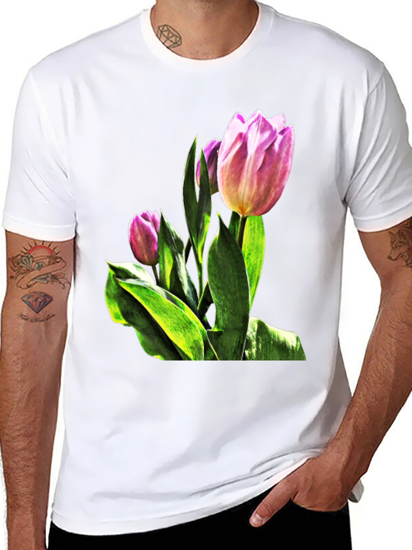 Black Tulip Flower Graphic T-Shirt - Stylish Floral Tee view 8