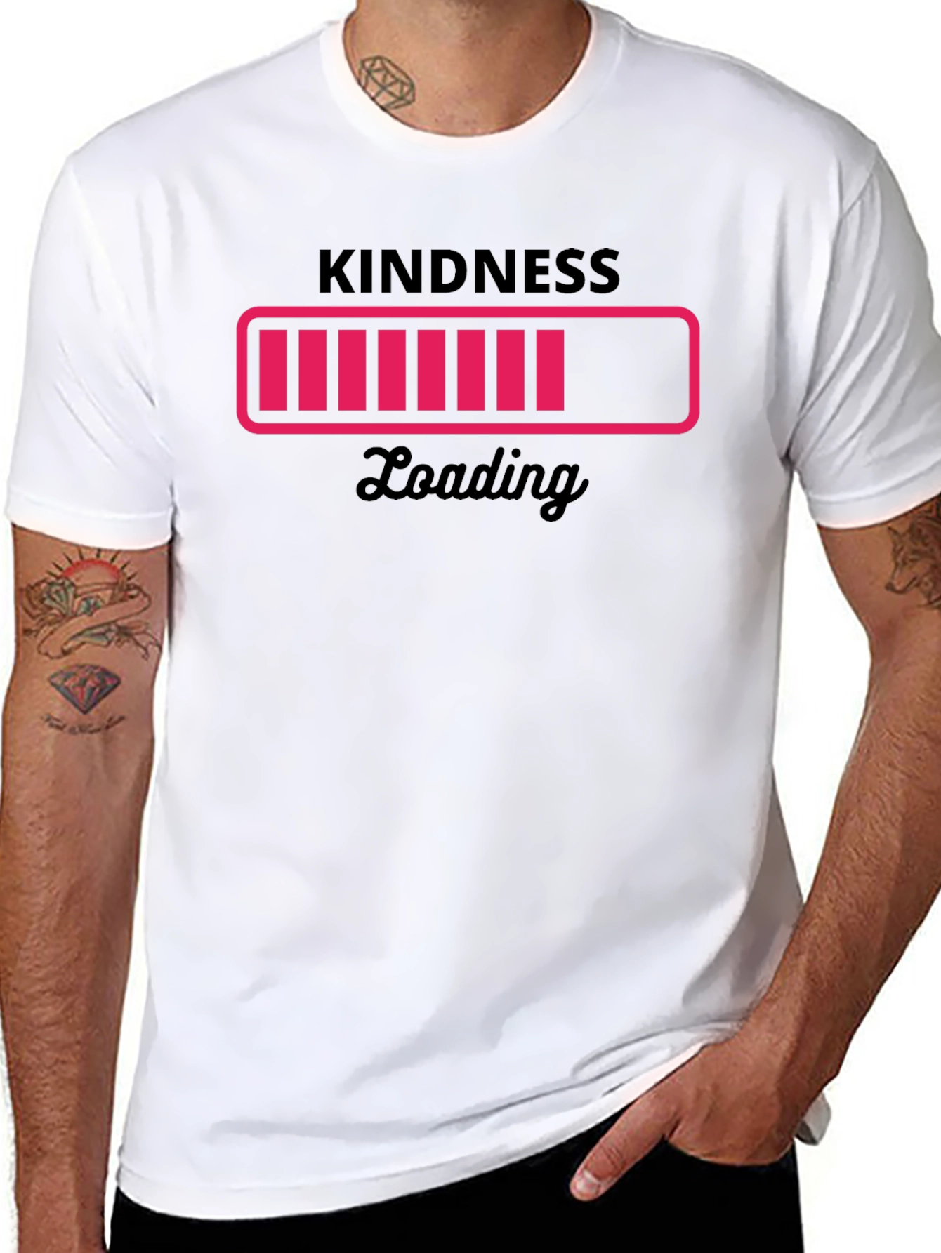 Black Kindness Loading Black Graphic Tee - Trendy Unisex T-Shirt view 8