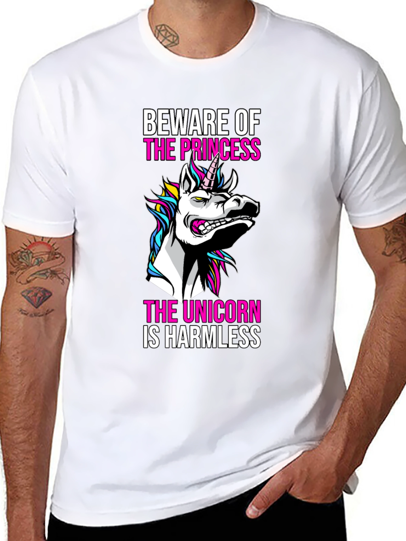 Black Beware the Princess, Unicorn T-Shirt view 8