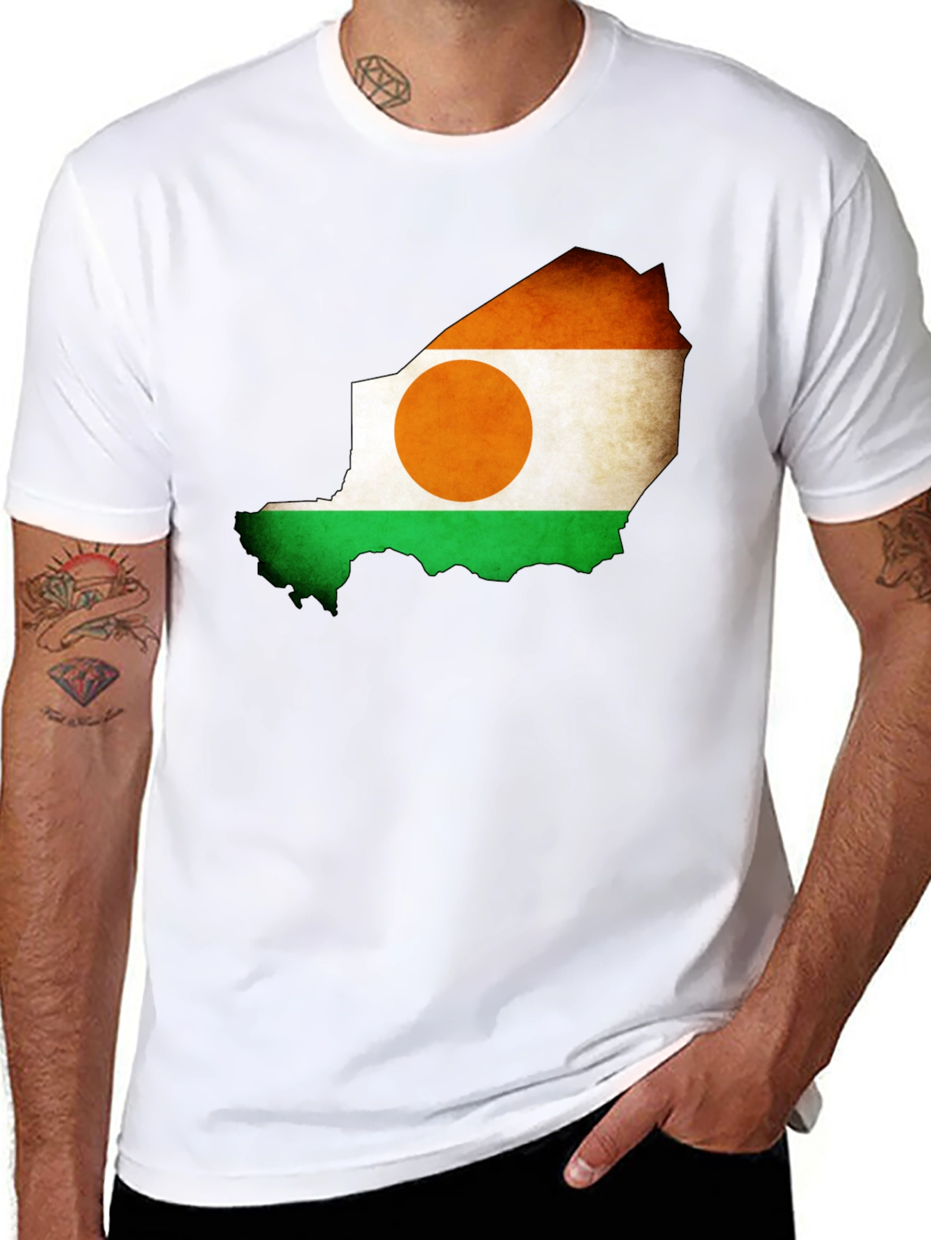 Black Niger Flag Map Graphic Tee - Black view 8