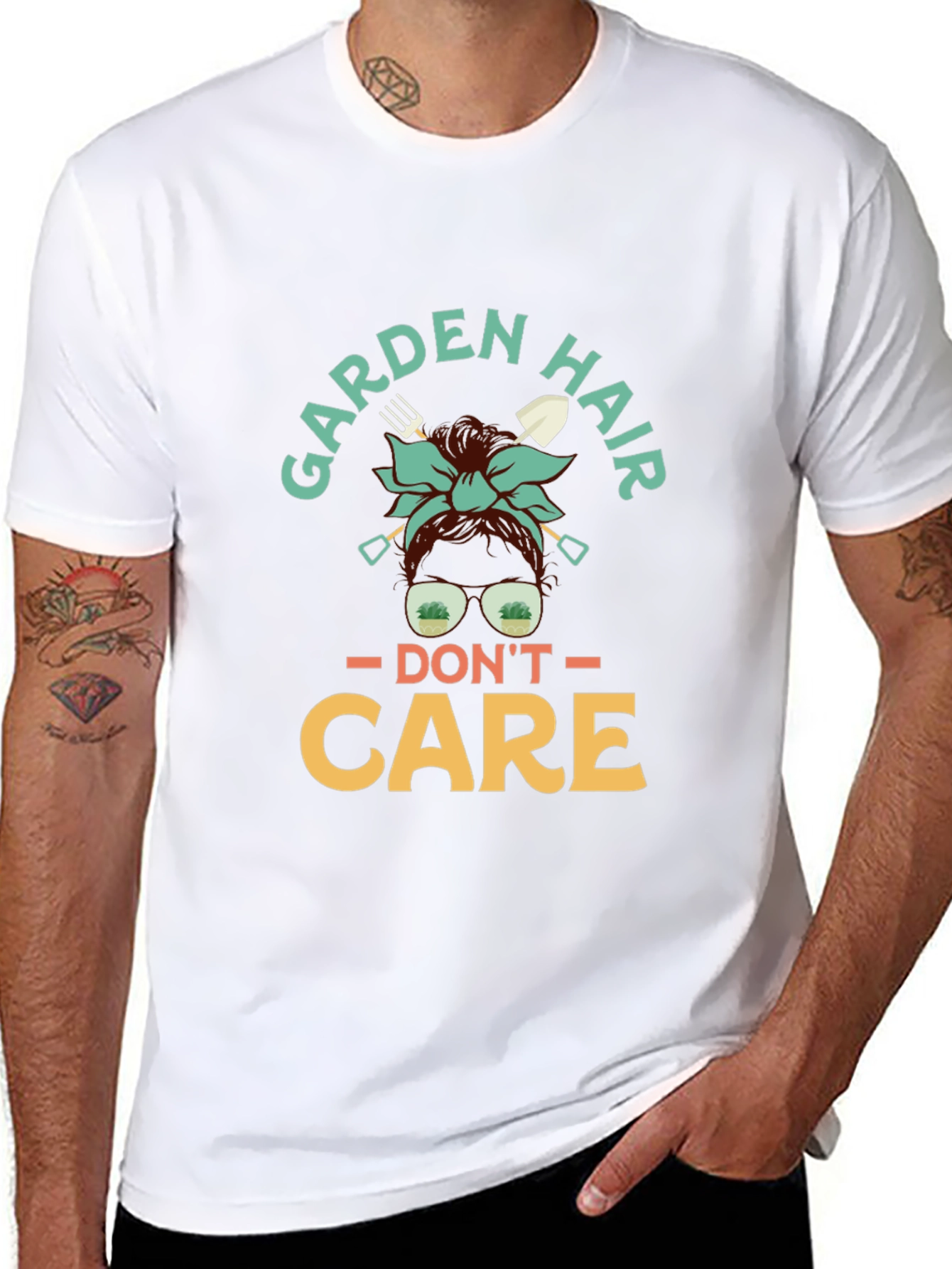 Black Garden Hair Don't Care T-Shirt view 8